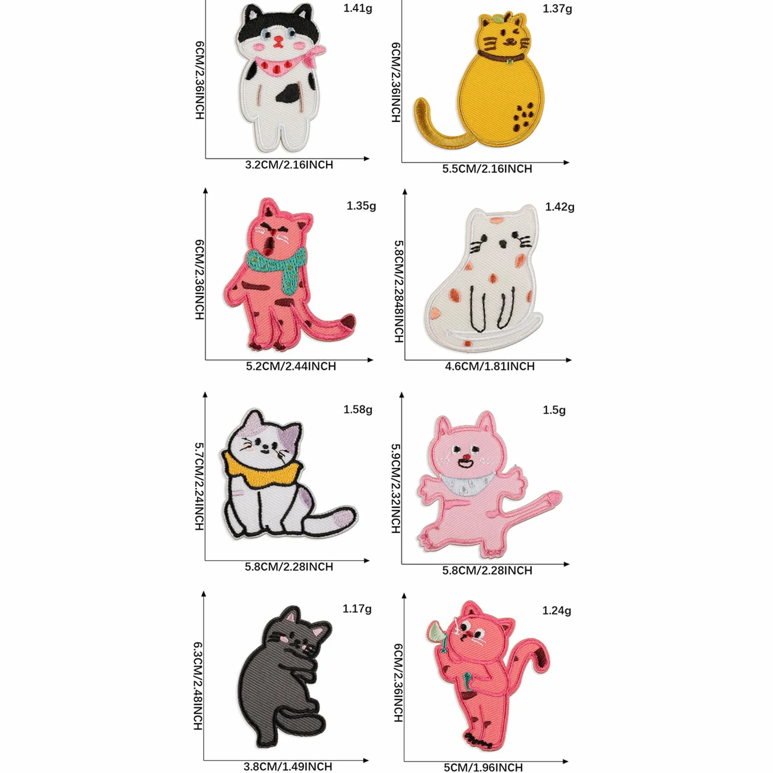 Parches de Tela con temática de Gatos, Bordados, Apliques, reparación, Costura, Suministros para Decorar, Accesorios de Prendas Bordados