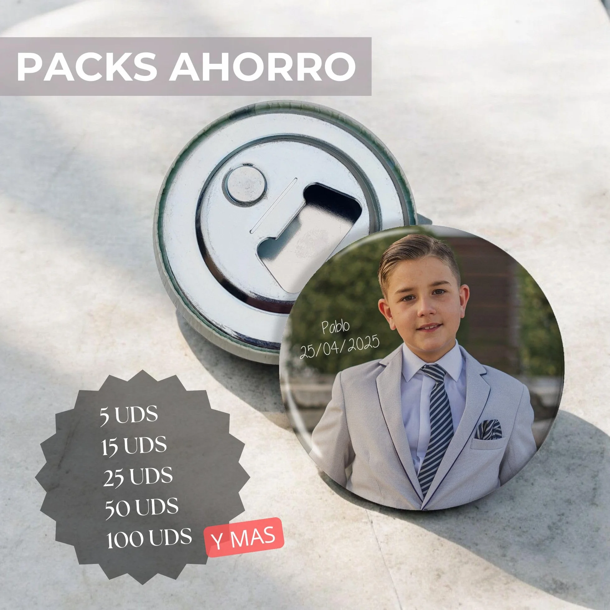 Chapas Personalizadas con Abrebotellas y Foto Iman Nevera 5 Unidades