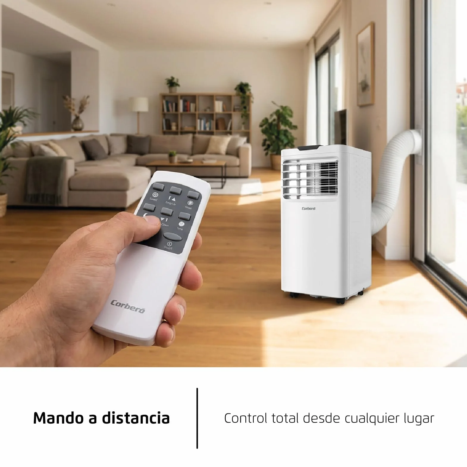 Corberó - Aire Acondicionado Portátil 3 en 1 con Mando | CPC12 | 12000BTU-3000 frigorias | 3500 W | Cobertura 22-25 m² | 16-31 ºC | Refrigeración | Ventilador | Deshumidificación |Temporizador