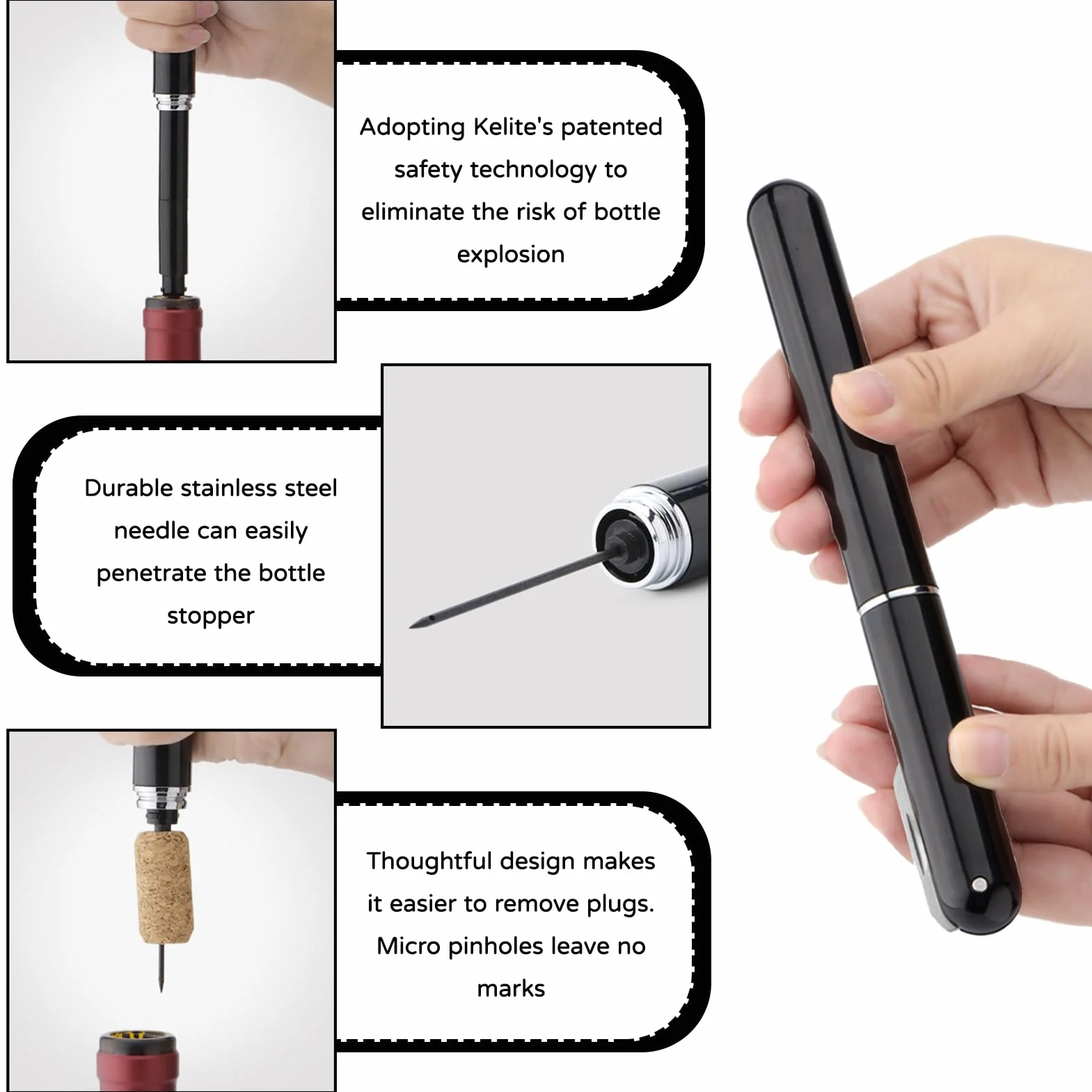 Neumático Tapón,2-en-1 Bomba De Aire Con Cortador De Cápsula, Abrebotellas Abrebotellas De Presión De Aire Para Botellas De Vino Para Hogar, Restaurante, Regalos Para Los Amantes Del Vino