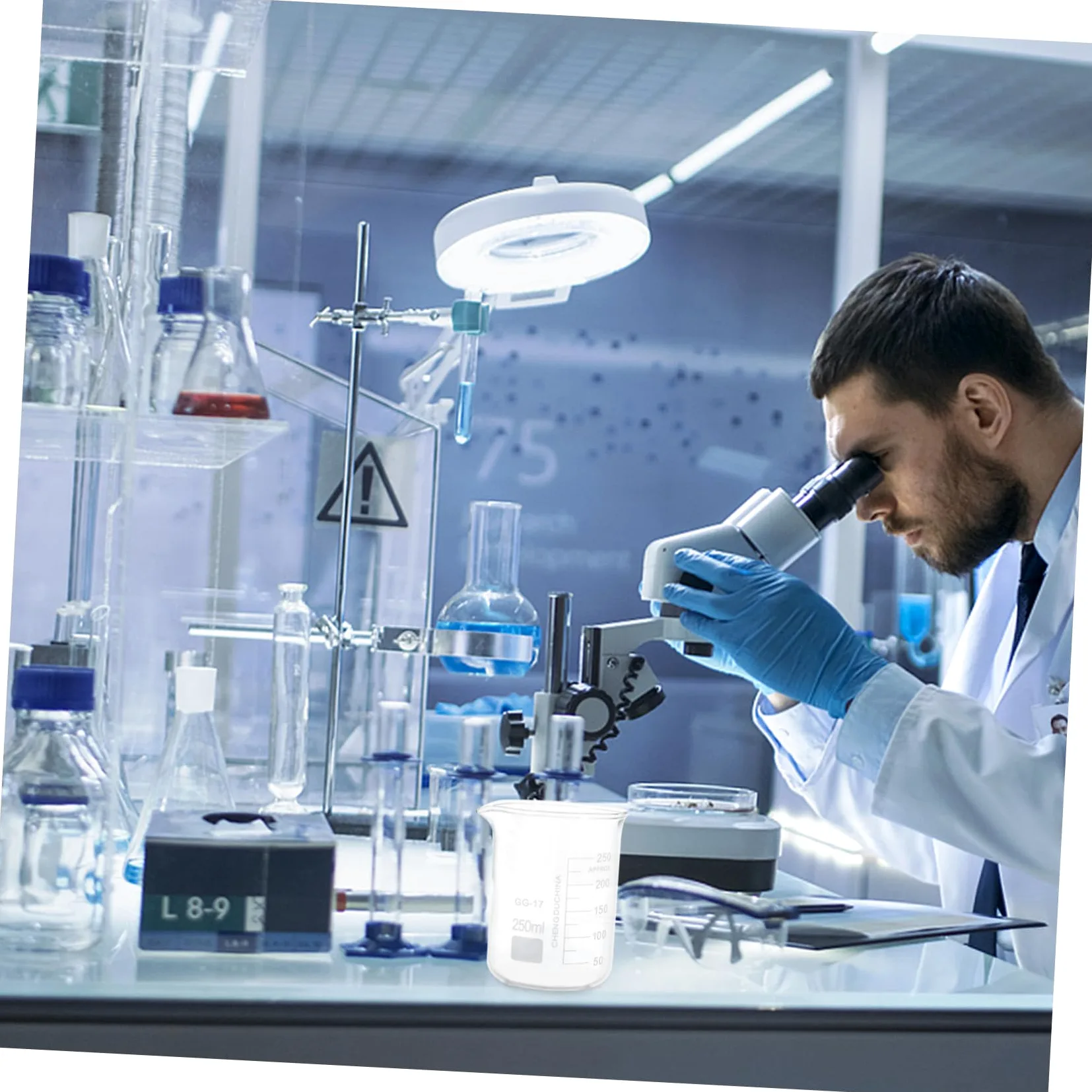 BESTYASH Vasos Medidores Transparentes de Vidrio 5 Piezas para Laboratorio | Tazas Medidoras de Líquidos, Porta Líquidos a Escala, Decoracion Colegio