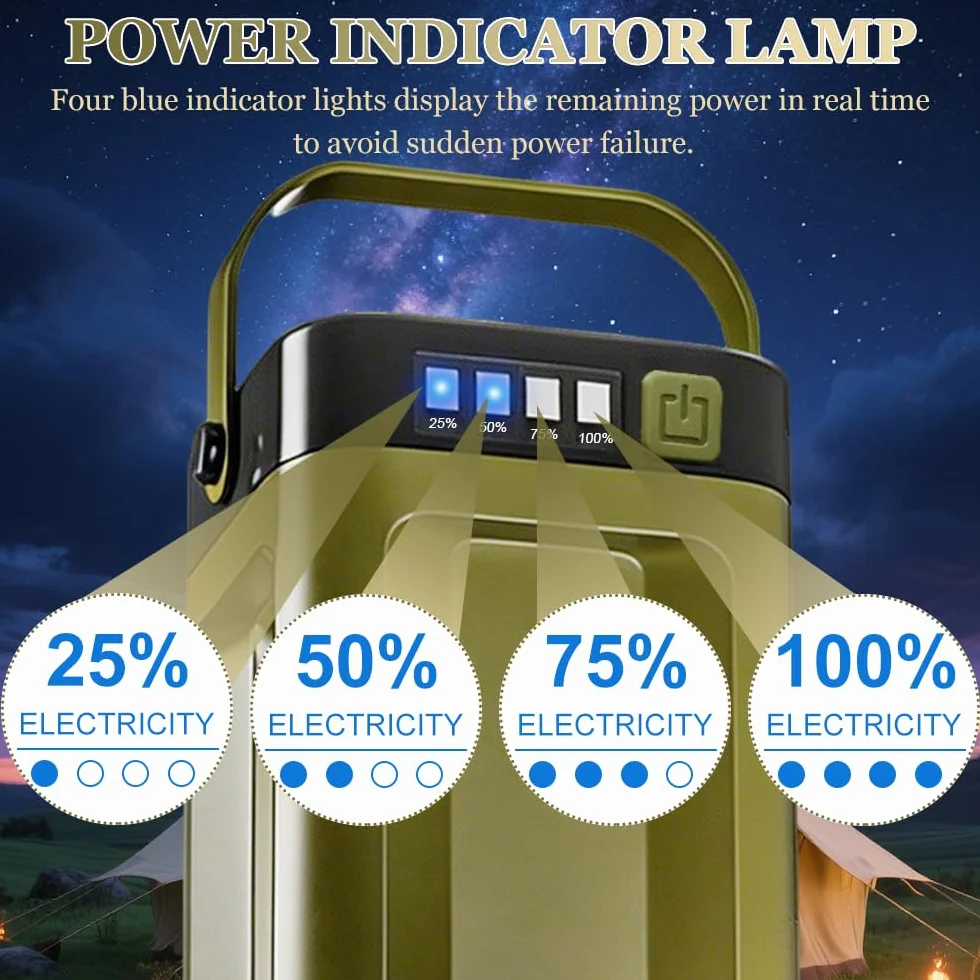 Lámpara Camping LED Solar Plegable Impermeable 6 Modos Iluminación Exterior