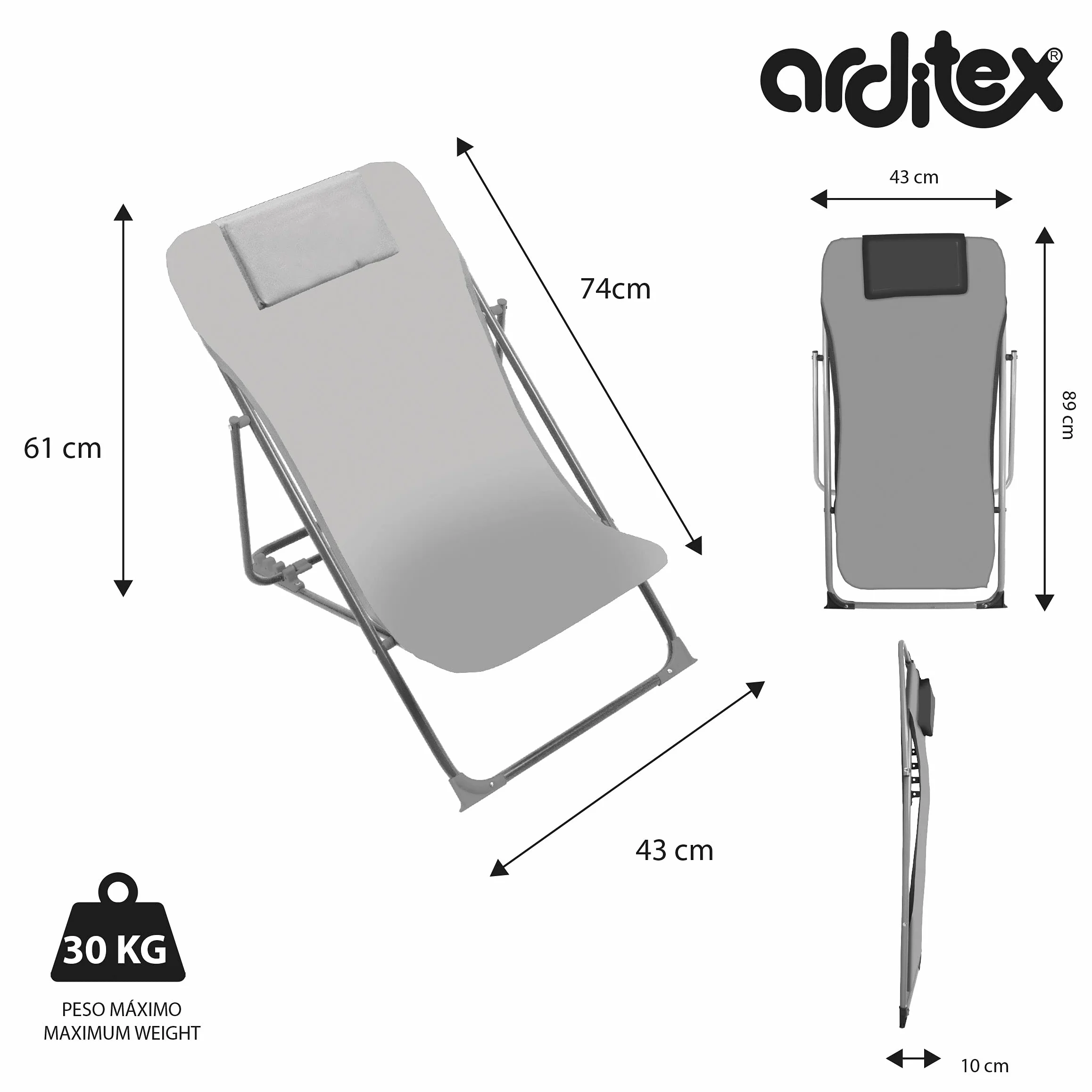 ARDITEX WD16132 Tumbona Plegable de 43x66x61cm de Disney-Frozen