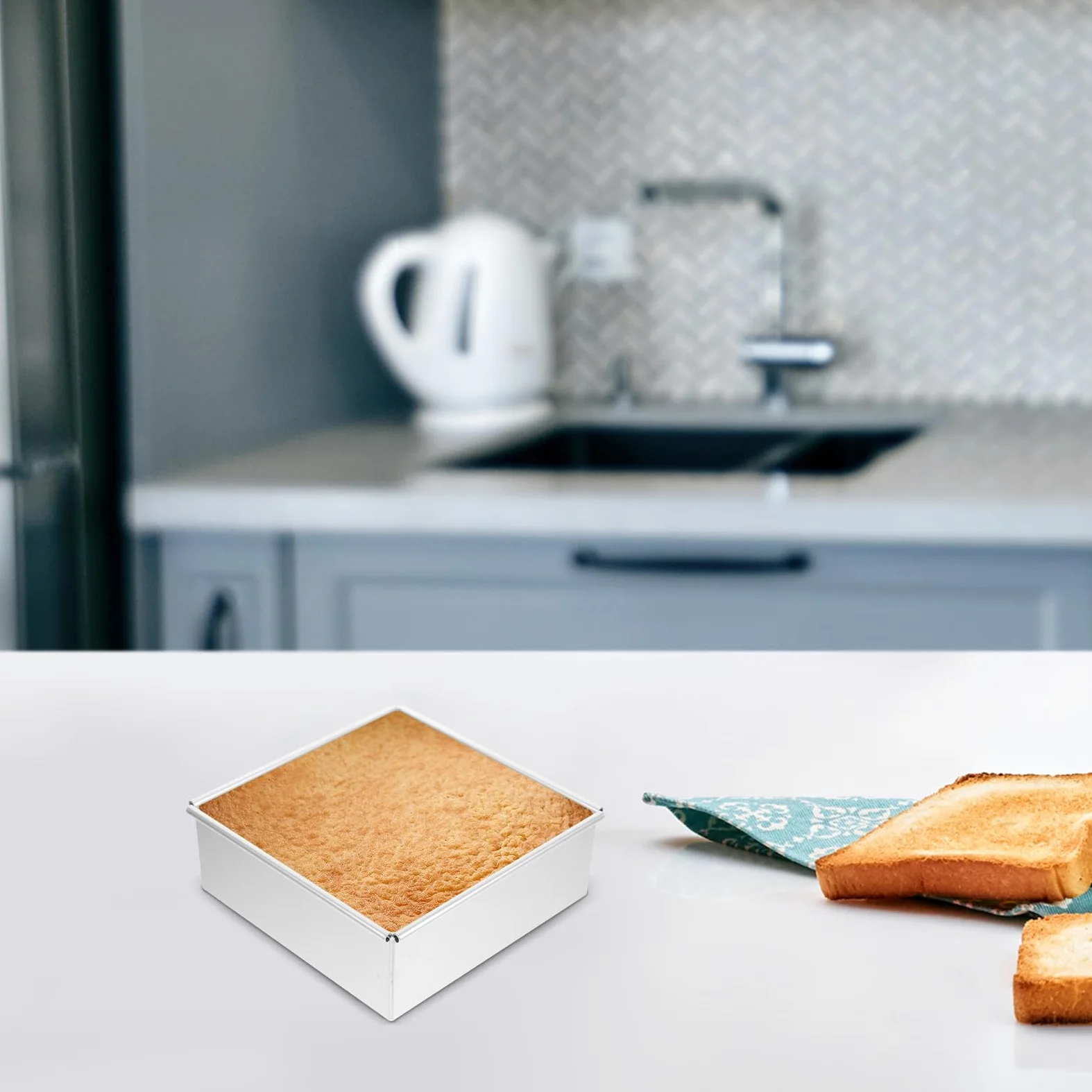 Molde para Hornear Cuadrado Pequeño de Aleación de Aluminio, 2 Piezas | Base Desmontable, Color Plata, Limpieza Fácil, para Restaurantes y Cocinas Profesionales