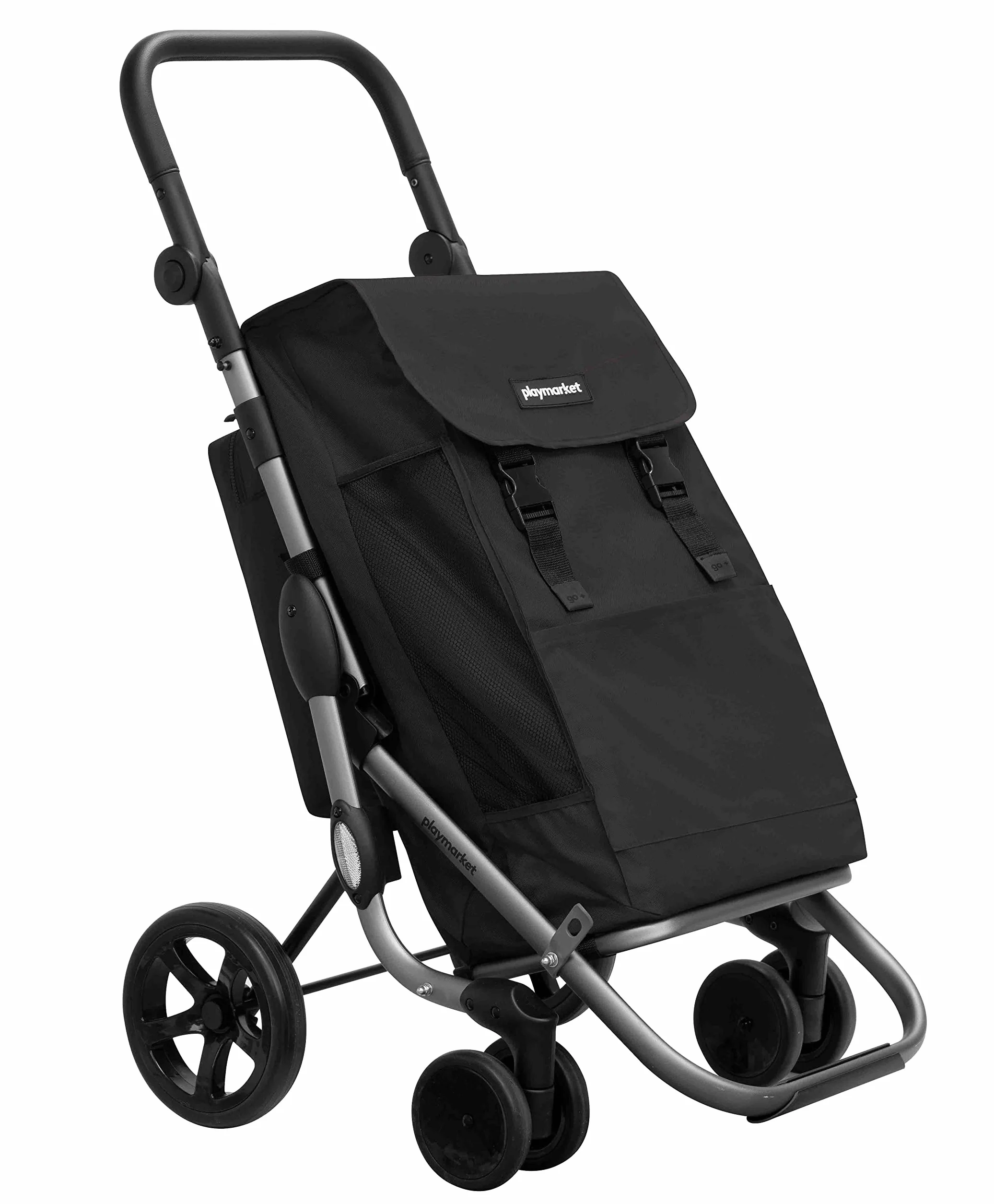Playmarket Go Plus Carro de la Compra Plegable de Gran Capacidad, 4 Ruedas (Black Pepper)