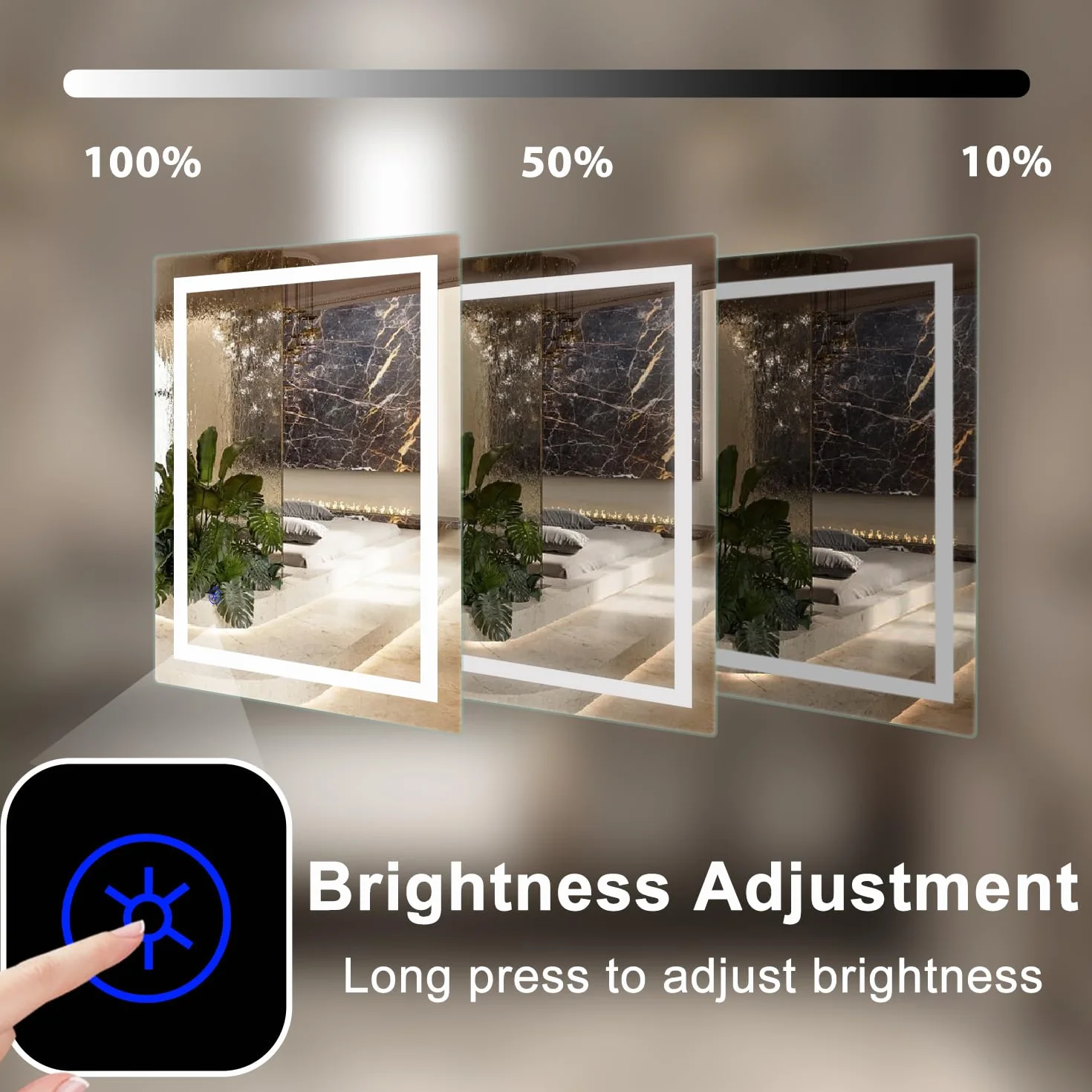 SaniteModar Espejo Baño con Luz 60x80 cm - Ultrabrillante - Espejo baño LED de Pared - Instalación Vertical/Horizontal, IP44 Impermeable