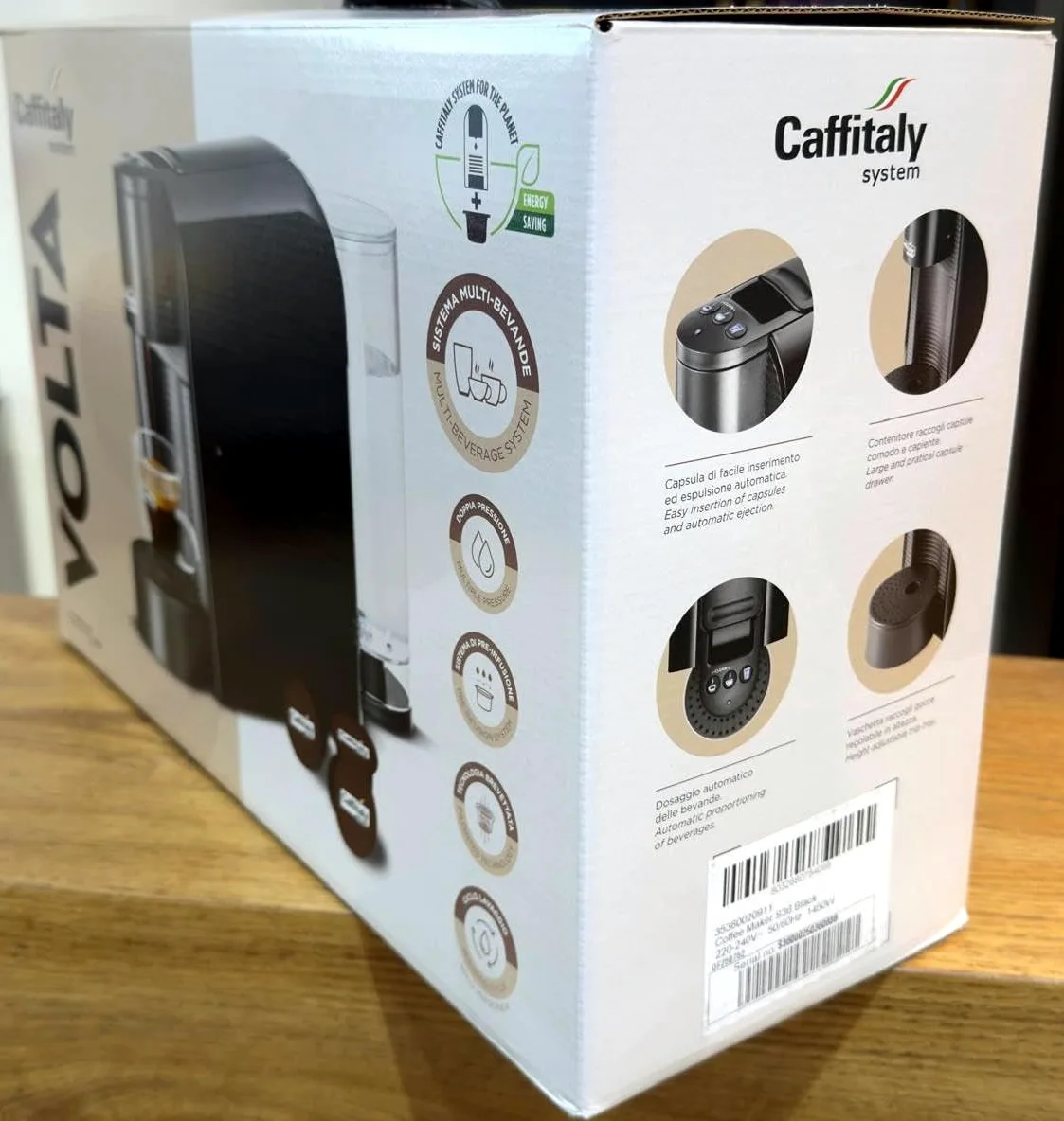 Caffitaly S36 Volta Cafetera de Cápsulas, compacta, rápida y silenciosa, encendido rápido, apagado automático, 3 Botones programables paras la dosificación. (Negra)