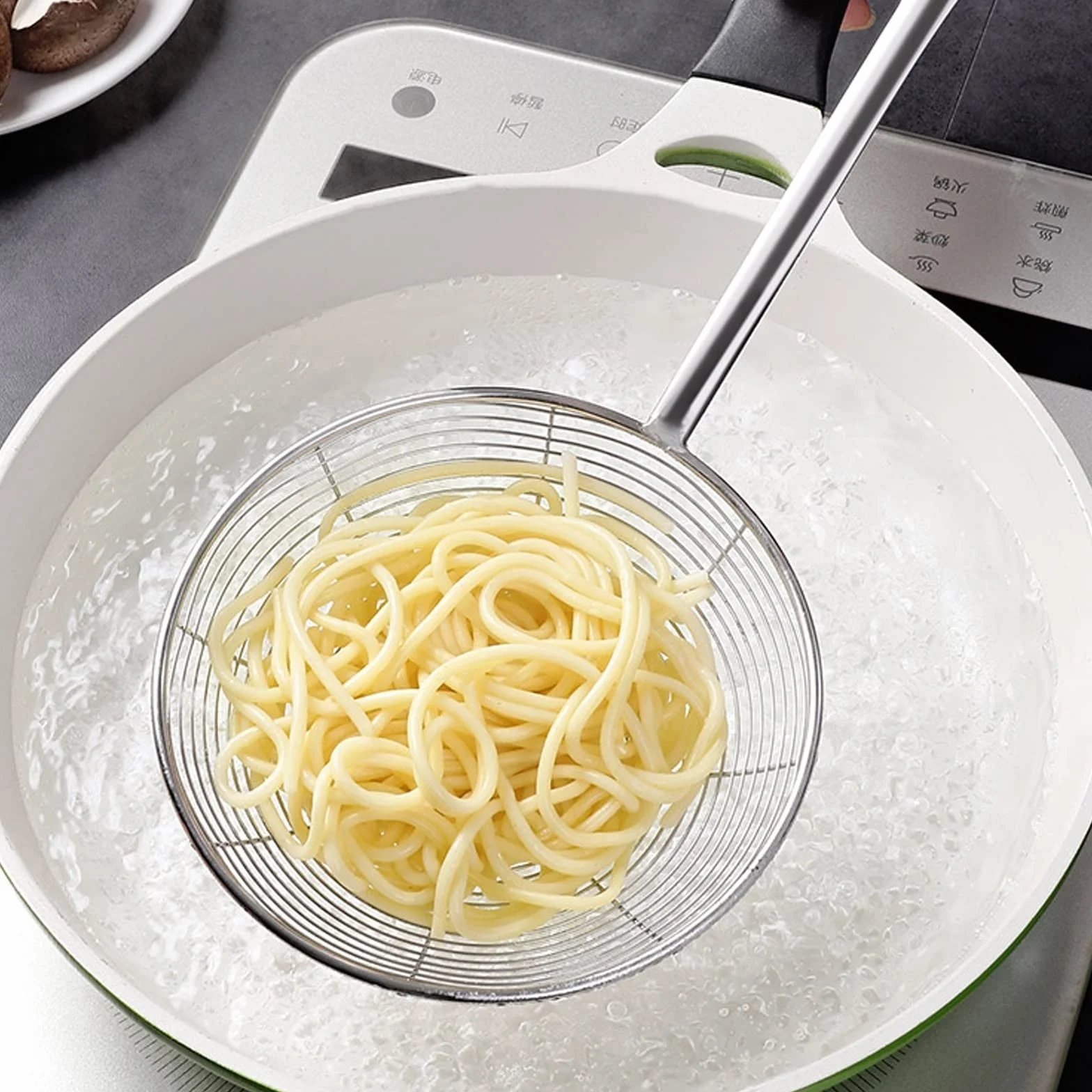 Skimmer de cocina, colador de acero inoxidable, colador de sartén de restaurante de cocina familiar, comida frita, verduras, colador de wonton (Size : L)
