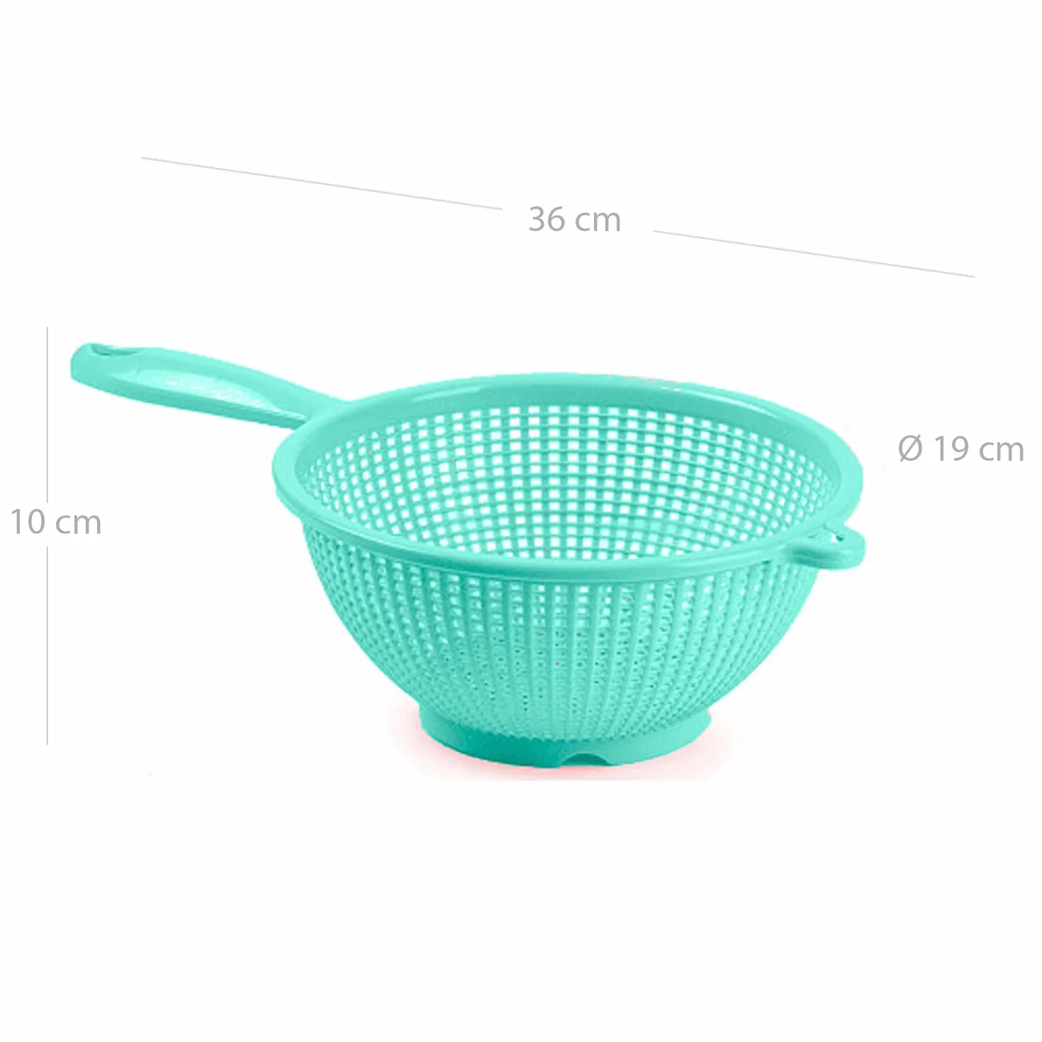 CABLEPELADO Escurridor de Verduras y Pasta con Mango, Colador de Cocina con Drenaje, Diámetro Superior 19 cm, Plástico Libre de BPA, Apto Lavavajillas, Verde