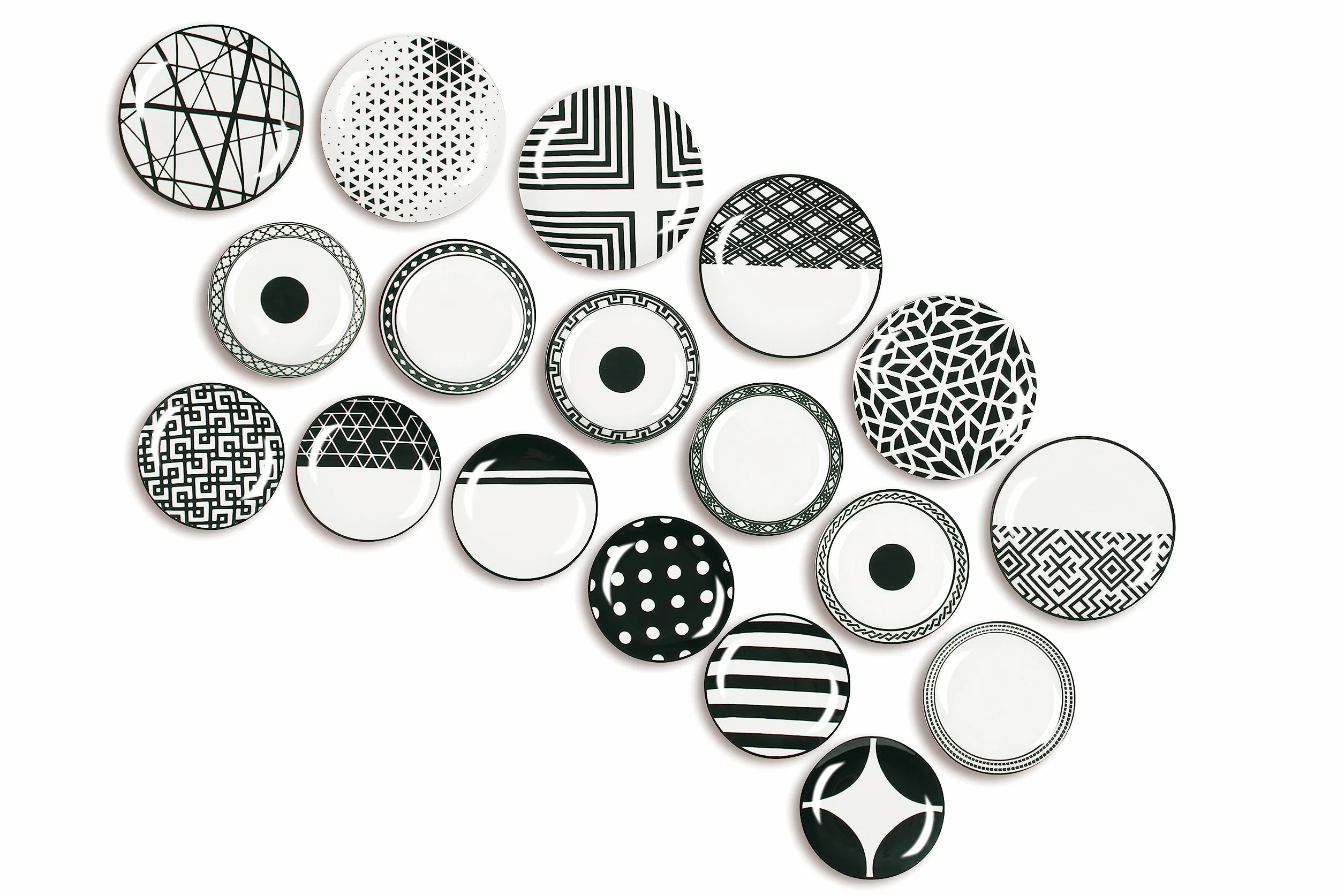 Excelsa Emily Juego de platos, porcelana, blanco/negro, 18 artículos