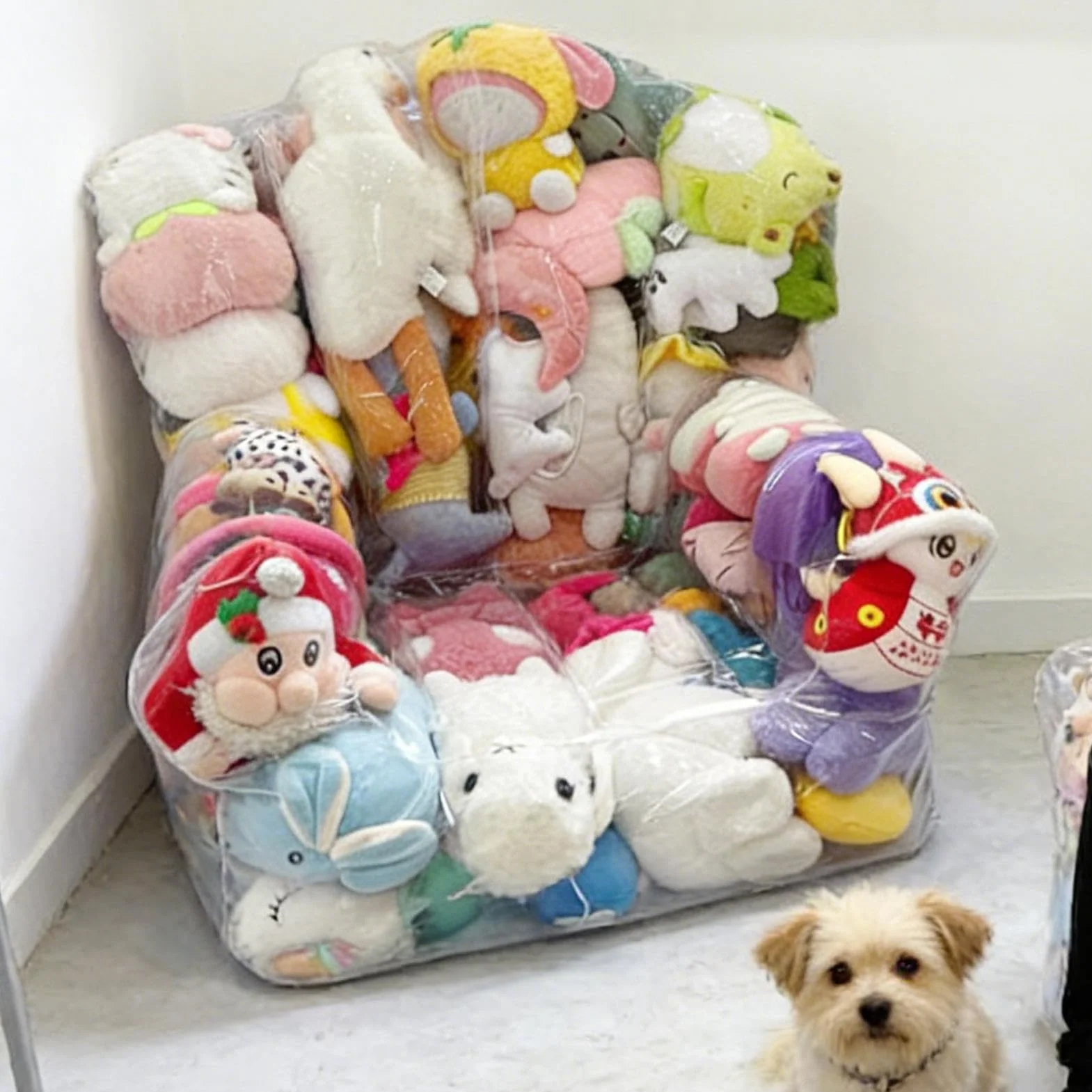 Almacenamiento Para Animales de Peluche en Forma de Puf | Transparente Para Juguetes de Peluche - Sillón Puf Para Almacenar Peluches - para Guardería Dormitorio Sala de Juegos Sala de Estar Niños