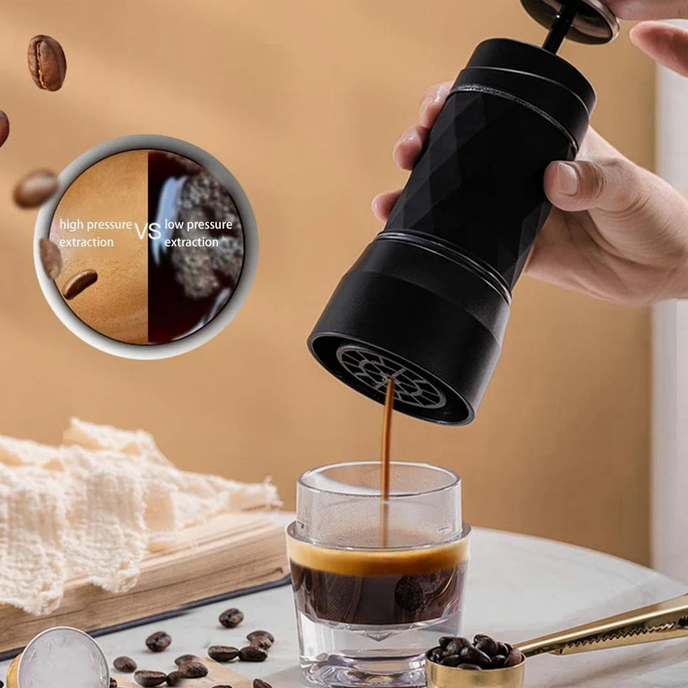 Cafetera de café expreso, cápsula de mano, cafetera molida, portátil, apta para cápsulas de café en polvo