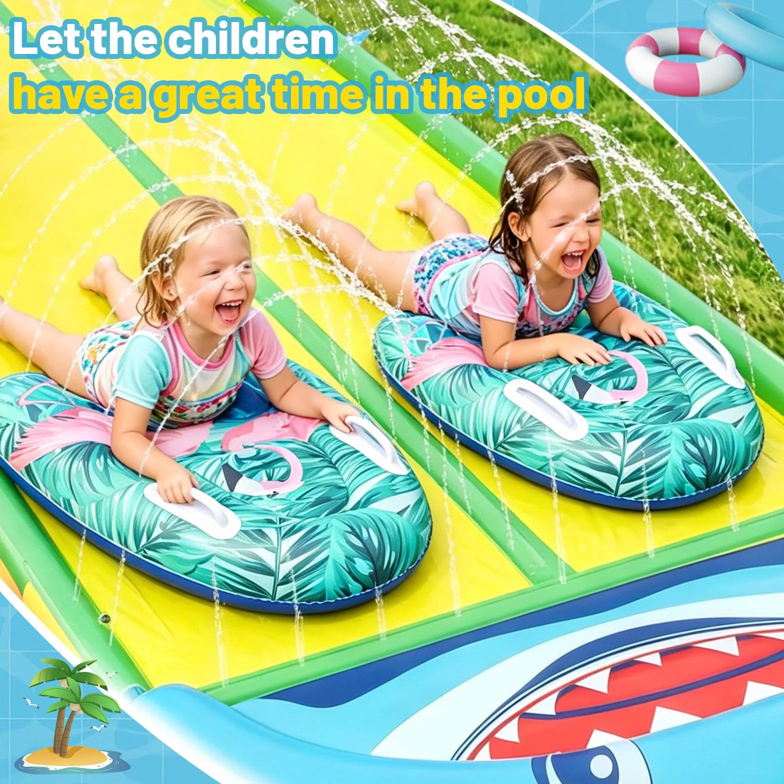 Niños Bodyboard Inflable con Asas 70x50cm Tabla de Surf Hinchable Flotante para Piscinas