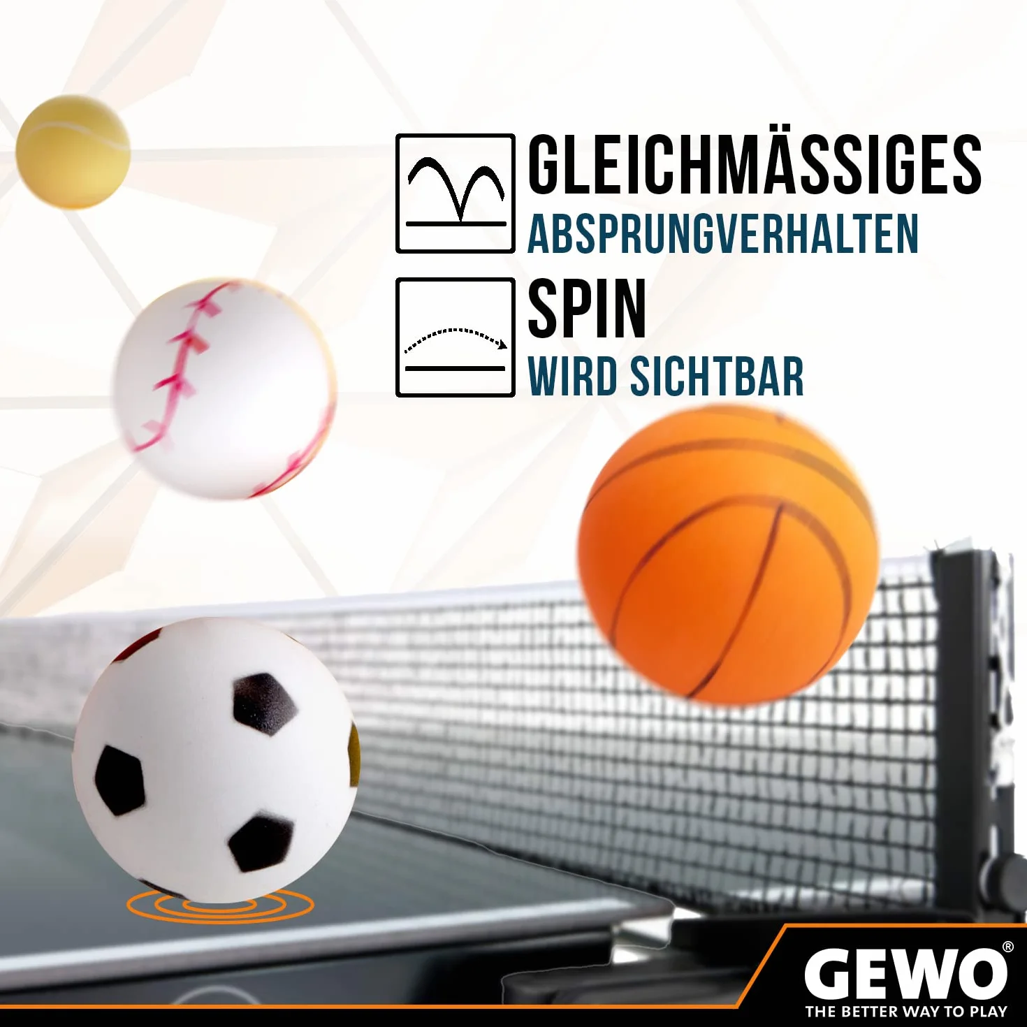 GEWO Pelotas de Tenis de Mesa 40+ 12 Unidades Coloridas 40mm Deportivo