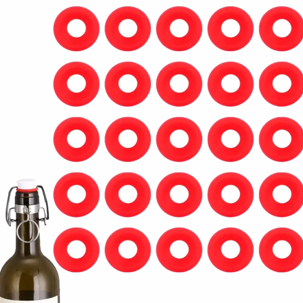 Botellas Embotellado Juntas de silicona, 25 piezas Juntas grolsch de silicona roja para columpio Botella con tapa abatible Sellos de botellas de cerveza casera