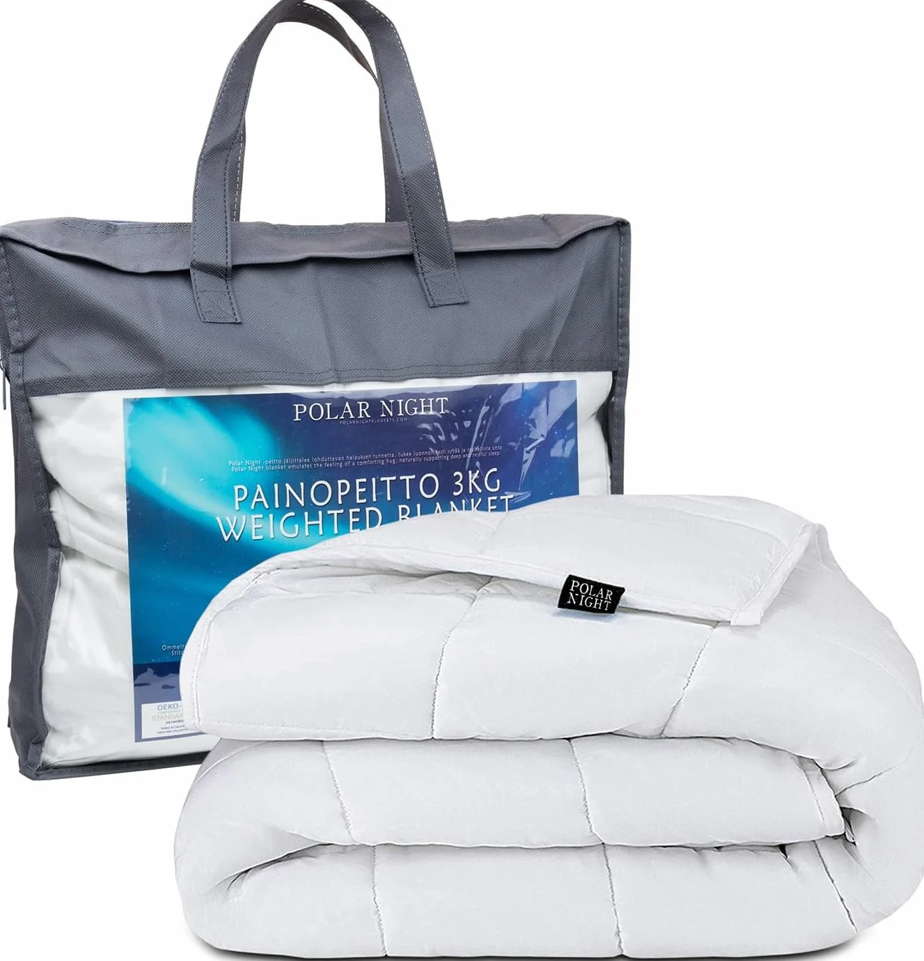 Polar Night Manta Pesada para Adultos 150 x 200 cm, 7 kg – con Perlas de Vidrio, Algodón, Norma Oeko-Tex® 100 - Transpirable, Hipoalergénica, Incluye bucles de Cobertura
