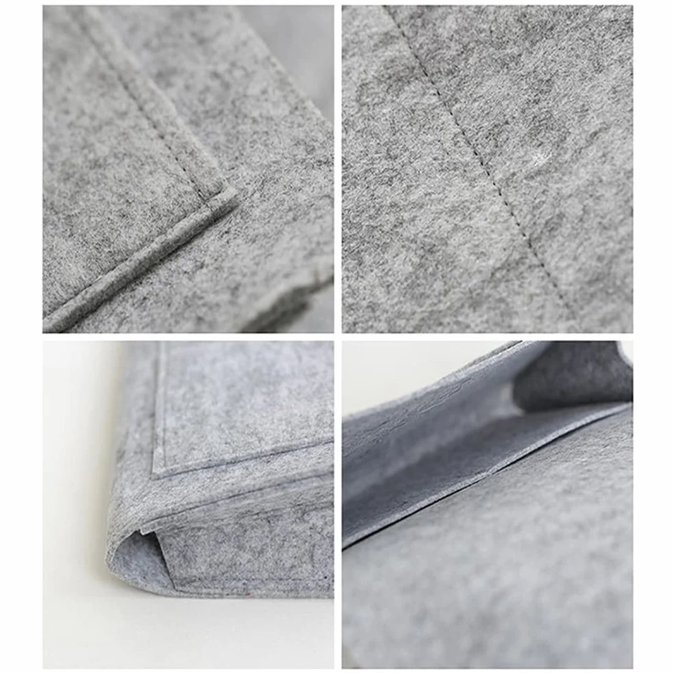 Organizador de almacenamiento para colgar en la mesita de noche de fieltro para colgar en el hogar, rieles de cama, sofá, literas (gris)