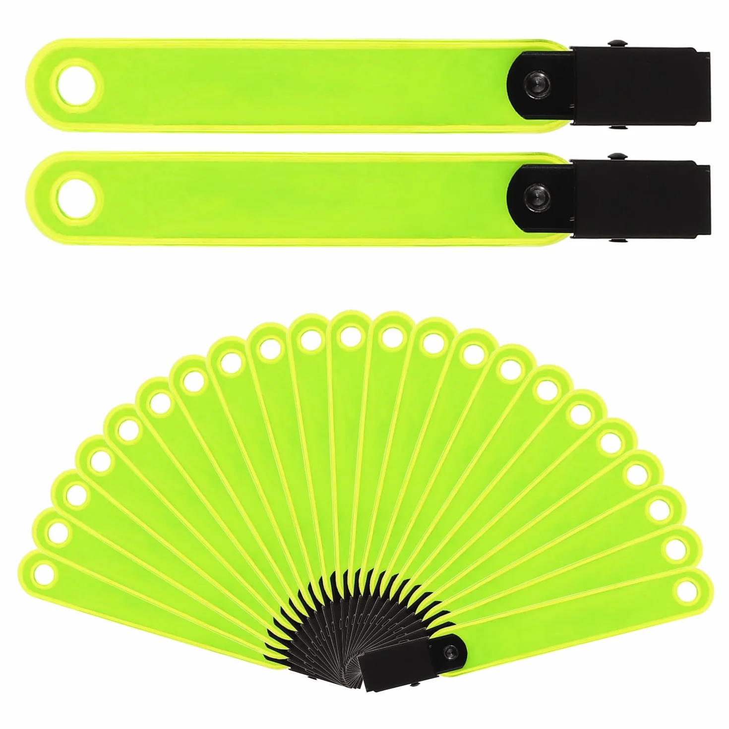 Marcadores de Sendero Reflectantes 24 Uds con Clips para Senderismo al Aire Libre Camping Amarillo Fluorescente
