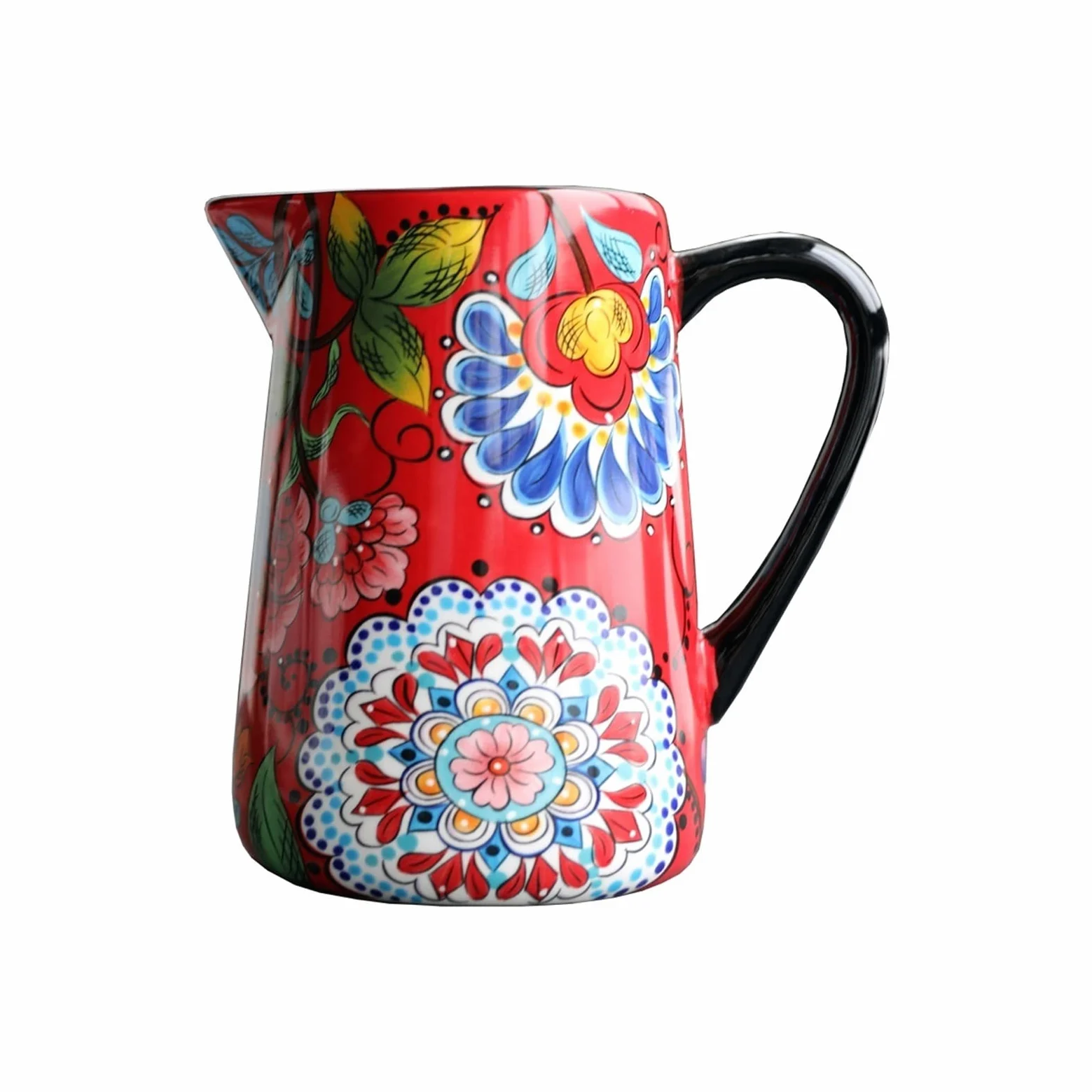 Jarra Agua Fria Jarras de cerámica Coloridas con Asas y cochecitos Tetera Creativa de Jarra Multifuncional para Jugo, té fragante, Bebidas Calientes y frías Jarra Agua Detox Frutas