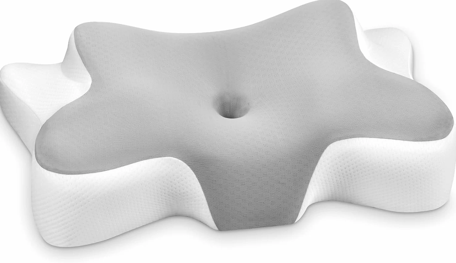 Almohada Cervicales y Cuello, Almohada Cervical en 2 Alturas, Almohada Viscoelastica con Funda de Almohada Extraíble para Dormir de Lado, Boca Arriba y Boca Abajo, 66x37x9/12cm (Plata)