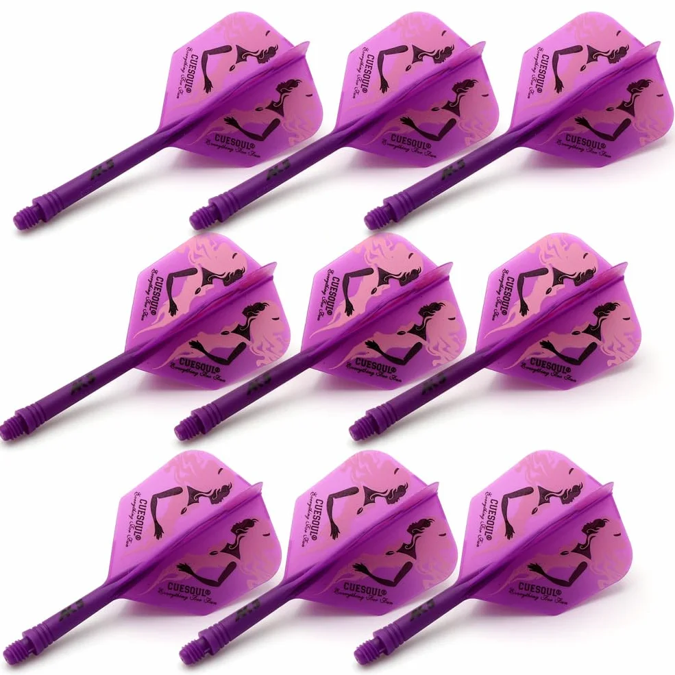 CUESOUL 3 Juegos de Ejes y Plumas para Dardos Integrados, Longitud del Eje para Dardos 21mm/28mm/33mm, con diseño de patrón Exclusivo