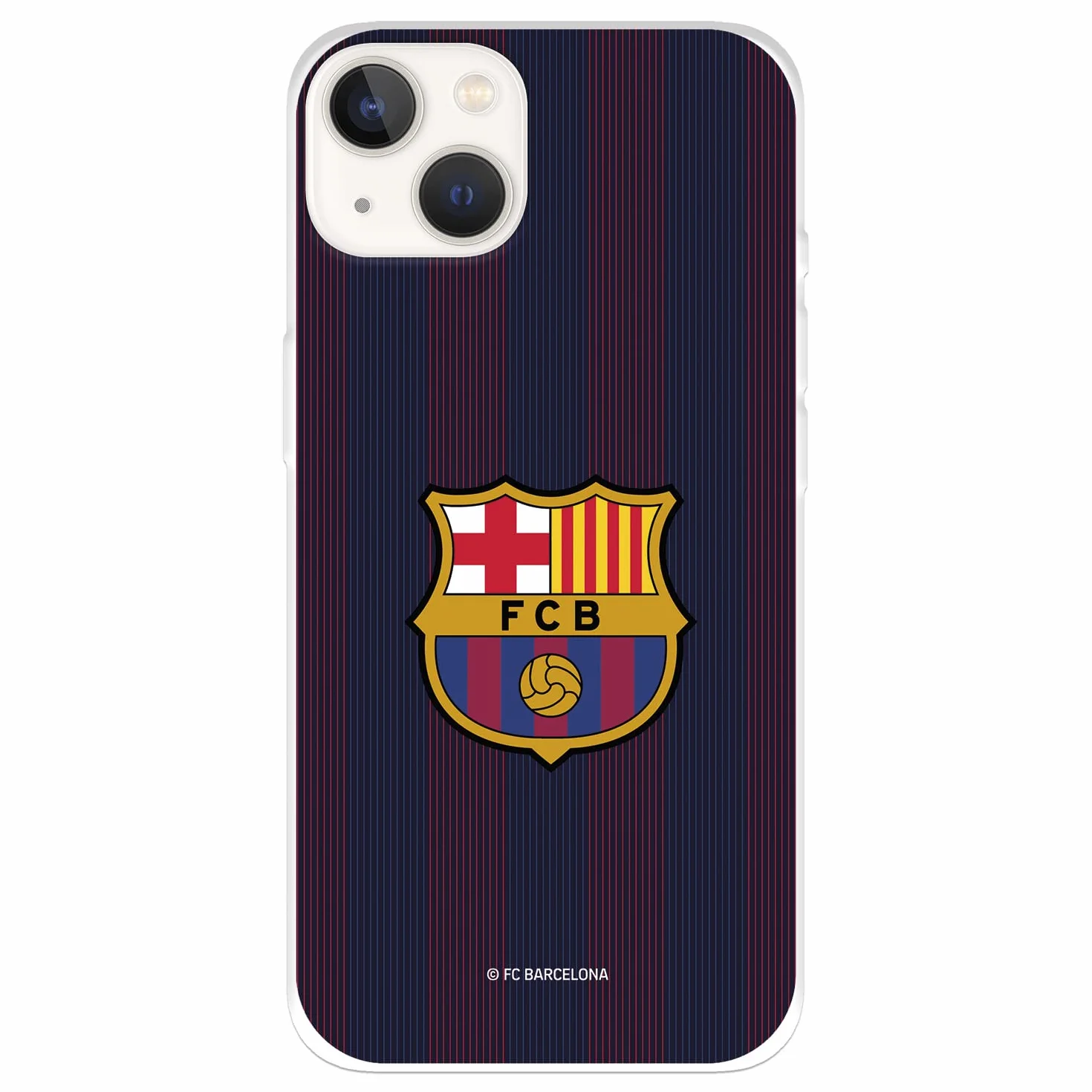 Funda iPhone 14 FC Barcelona Rayas Blaugrana Silicona Flexible Oficial