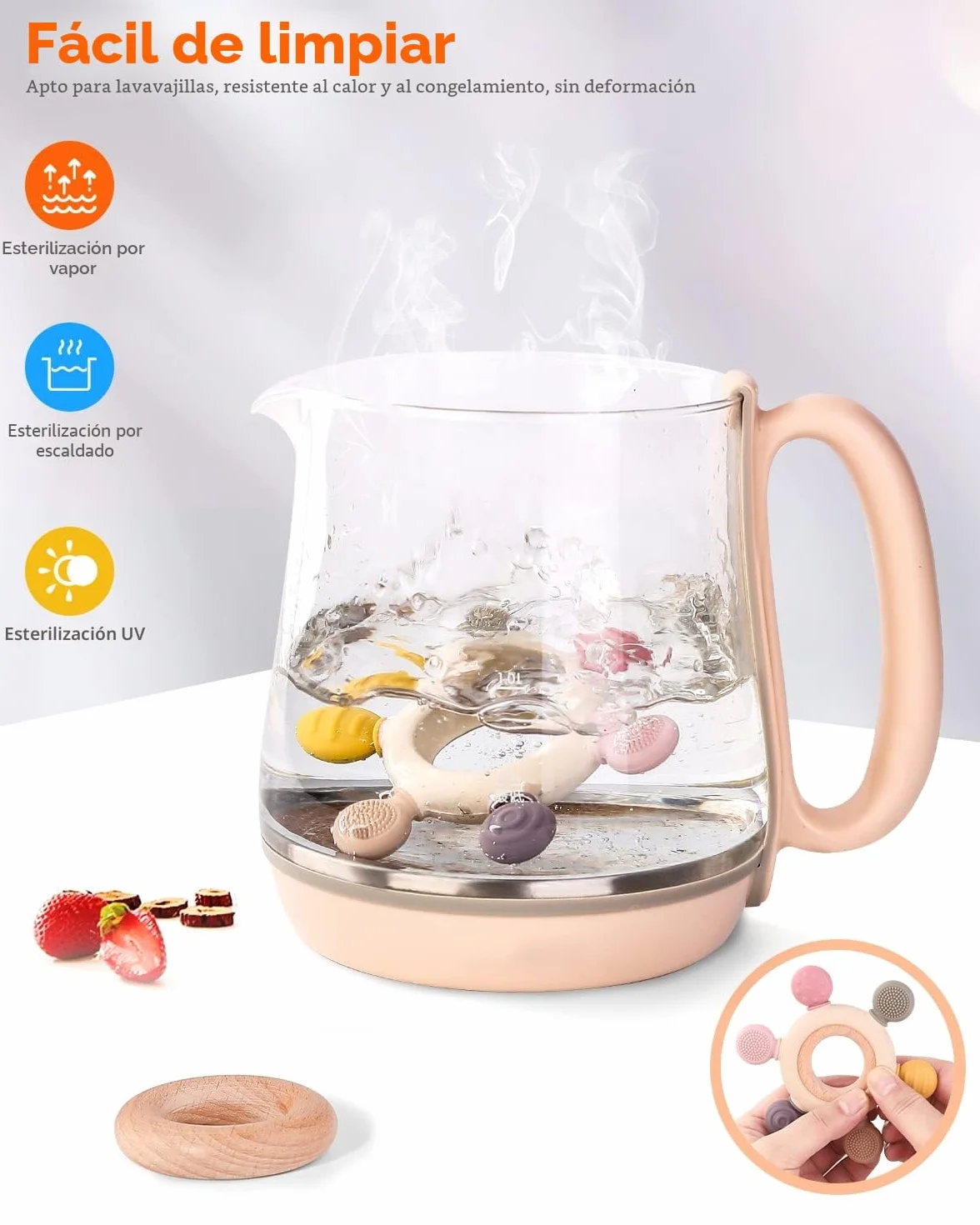 Mordedor Bebé Silicona, Juguete Dentición sin BPA, Accesorio Enfermería para Bebés 3+ Meses (Timón B)