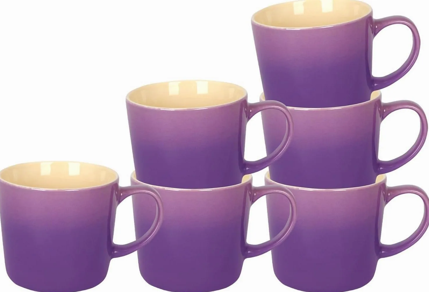 Juego de tazas de café de 6 a 330 ml, aptas para veganos, porcelana de hueso, elegantes vasos de cerámica esmaltada, aptos para microondas y lavavajillas