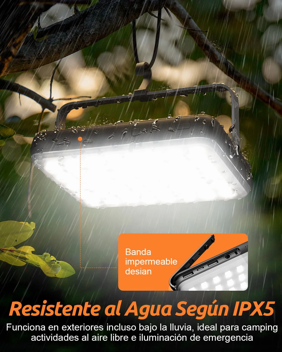 Eventek Lampara Camping 4000LM 20000mAh Recargable IPX5 Impermeable 4 Modos 144 Horas