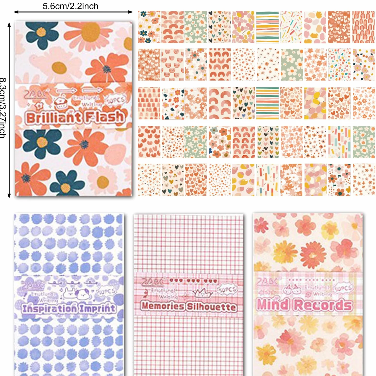 200 Hojas Retro Papel Scrapbooking, 5.6 x 8.3cm Scrapbooking Materiales, Papel Decoupage, Diverso Scrapbook Paper de Fondo Diy para Diarios Creativos, Proyectos de Manualidades, Tarjetas
