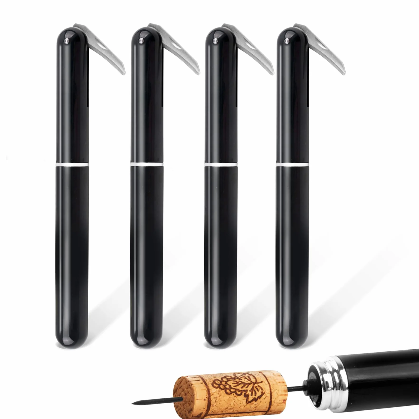4 Piezas Sacacorchos de Aire a Presión, Abrebotellas Profesional, Sacacorcho Portátil de Viaje, Abridor, Amantes Del Vino Regalo Set