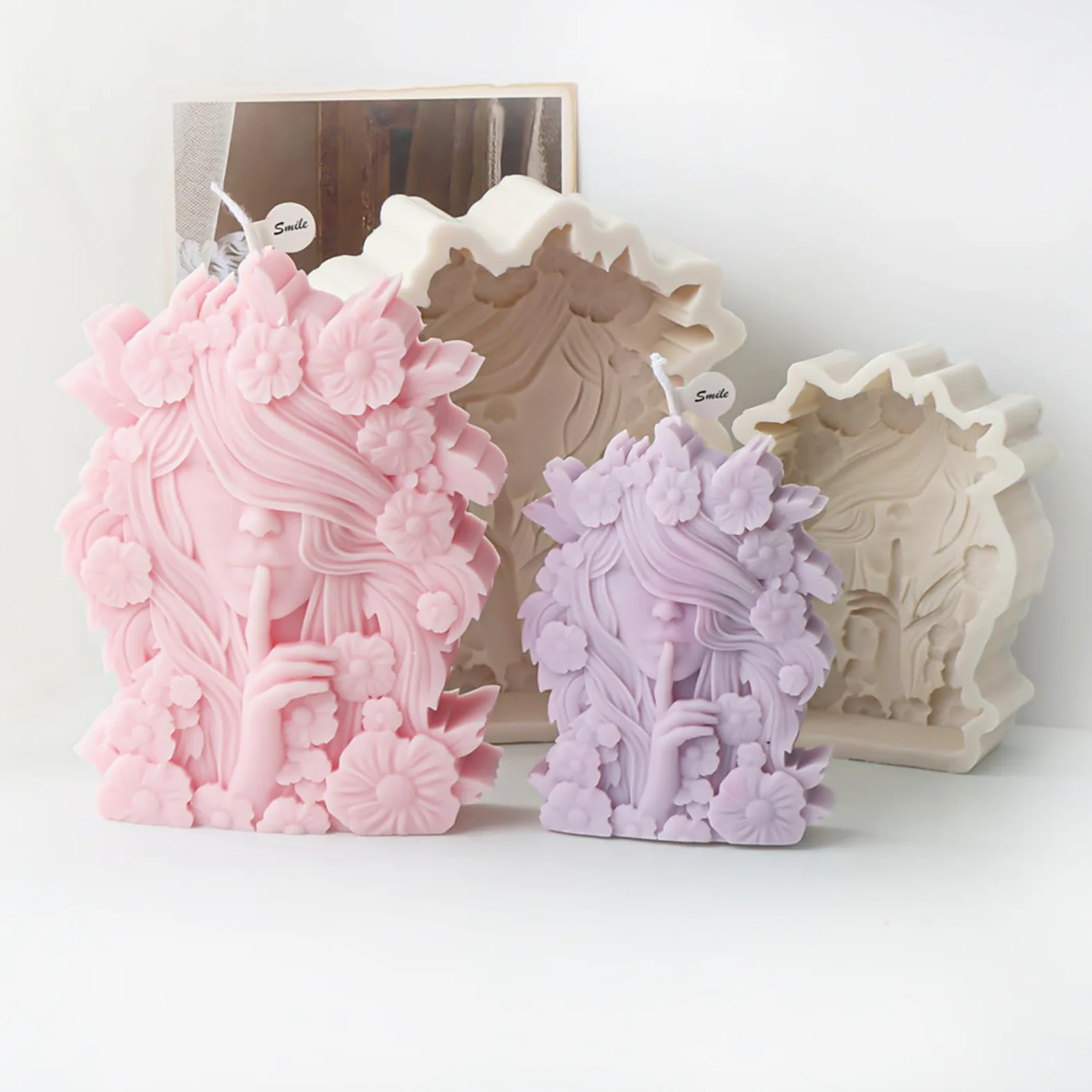 Precioso molde de silicona con forma de niña de las flores, S | Decoraciones de velas únicas, forma de vela suave y flexible para proyectos, forma llamativa en forma de