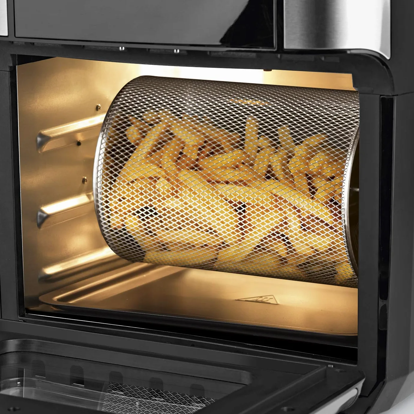 GOURMETmaxx Digital Hot Air Fryer 12 L, Horno XXL, Negro | Airfryer + temporizador, pantalla táctil, espetón giratorio | freír con poca grasa, ahorro de energía | 10 programas incl. pizza | 1800 W