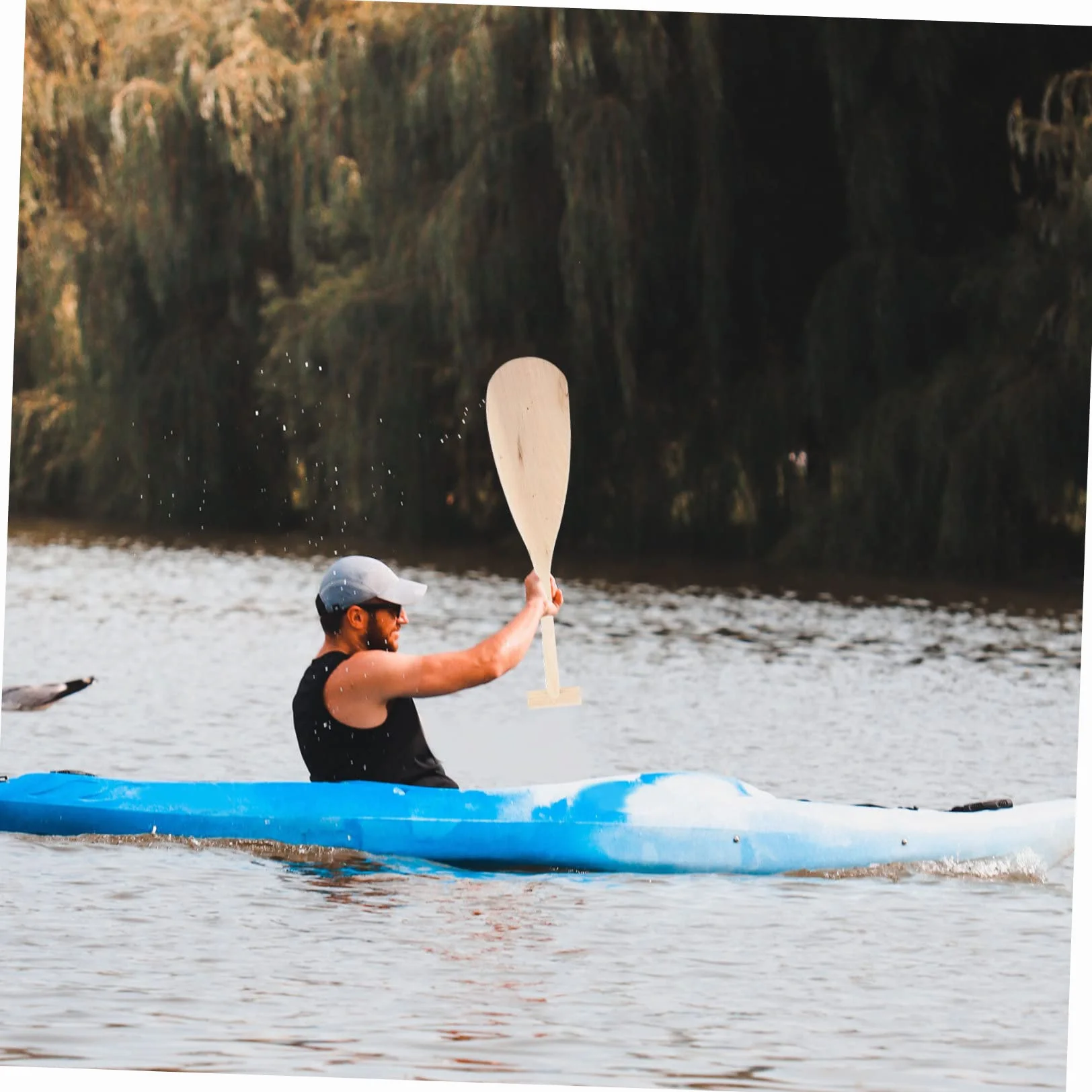 YARNOW Pulpa de Madera remos Madera remos Kayak Paddle de Madera canoas Confort Remo Ligero Abeto Hecho Paleta pequeña Remo de Canoa de Madera Bote de remos de Madera Remo de Khaki