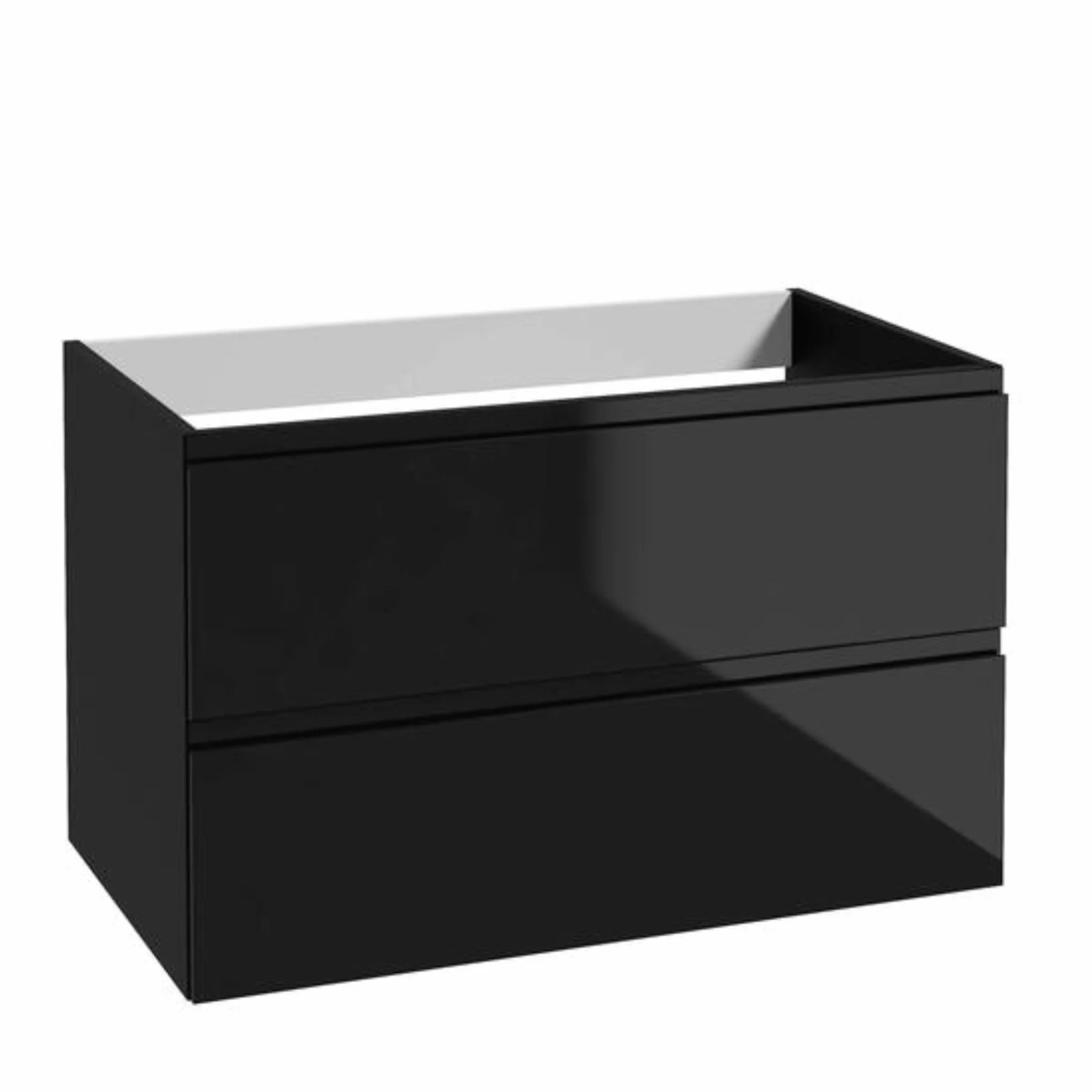 .Deftrans Armario Inferior para Lavabo Colgante con cajones, Color Negro, 80 x 50 x 46 cm, Armario de Pared sin Placa de Lavabo