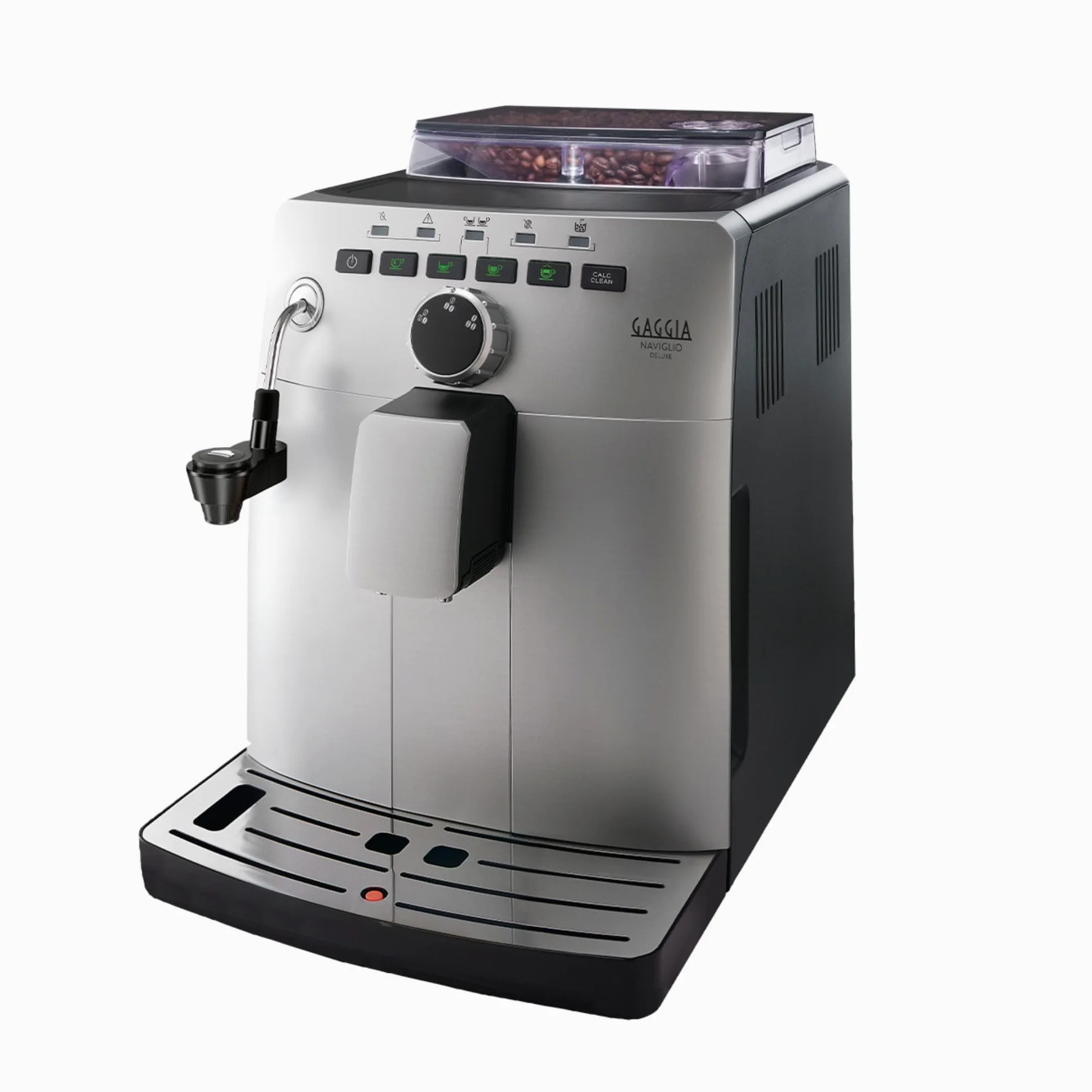 Gaggia HD8749/11 Naviglio Deluxe - Cafetera Automática, para Espresso y Cappuccino, Café en Grano, 1,5 L, 100% Made in Italy 15 Bar, 1850 W, 230V, Plata, 100% Made in Italy