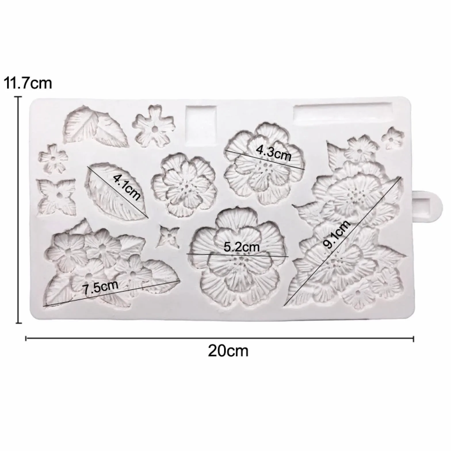 Moldes de silicona, moldes para hornear, 20 x 11,7 cm, diseño de hojas de flores, molde de silicona para galletas, cupcakes, chocolate, fondant, herramientas de decoración de pasteles