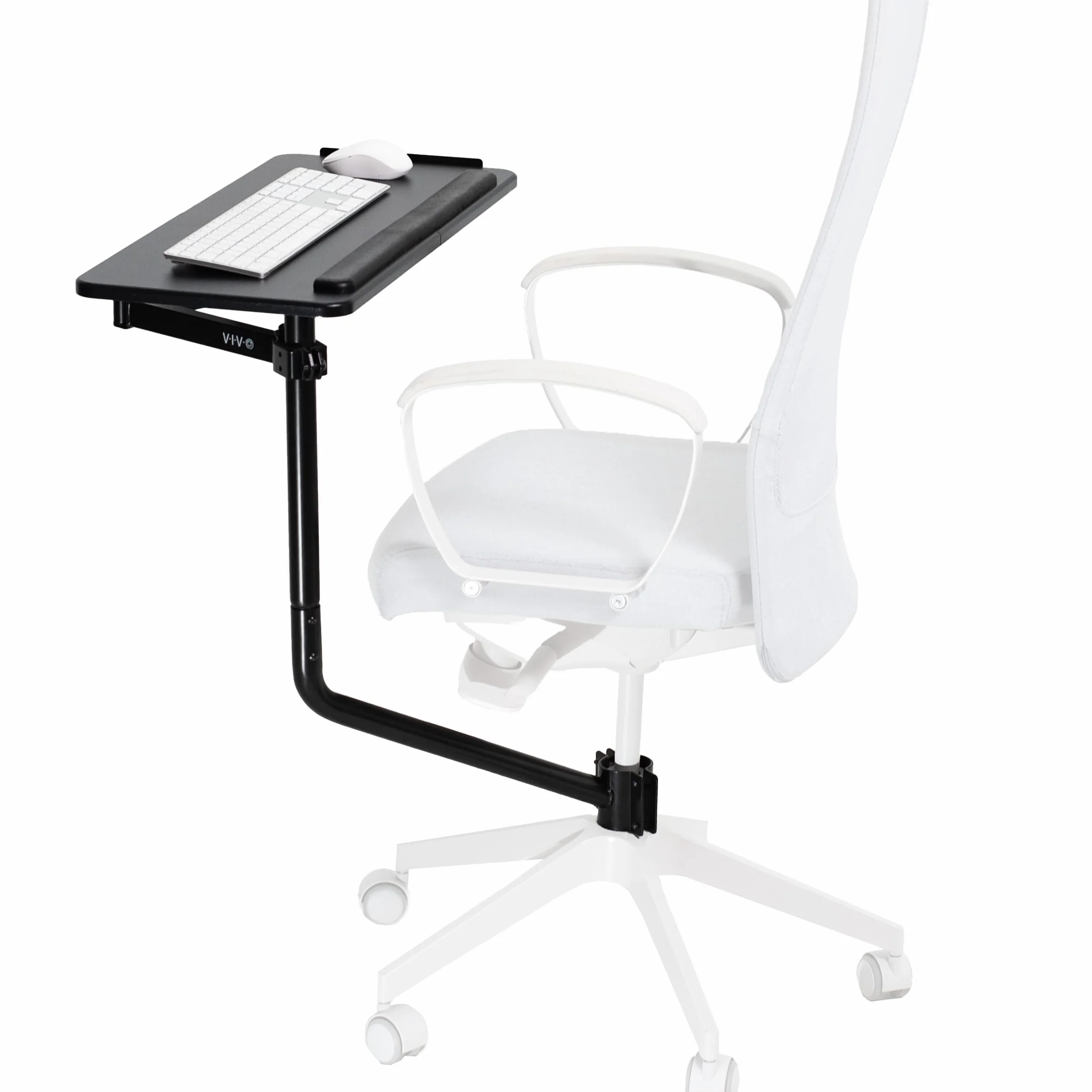 VIVO Mount-KB08C - Bandeja para teclado y mouse montada en silla de oficina, inclinación ergonómica, rotación de 360 grados, color negro, MOUNT-KB08C