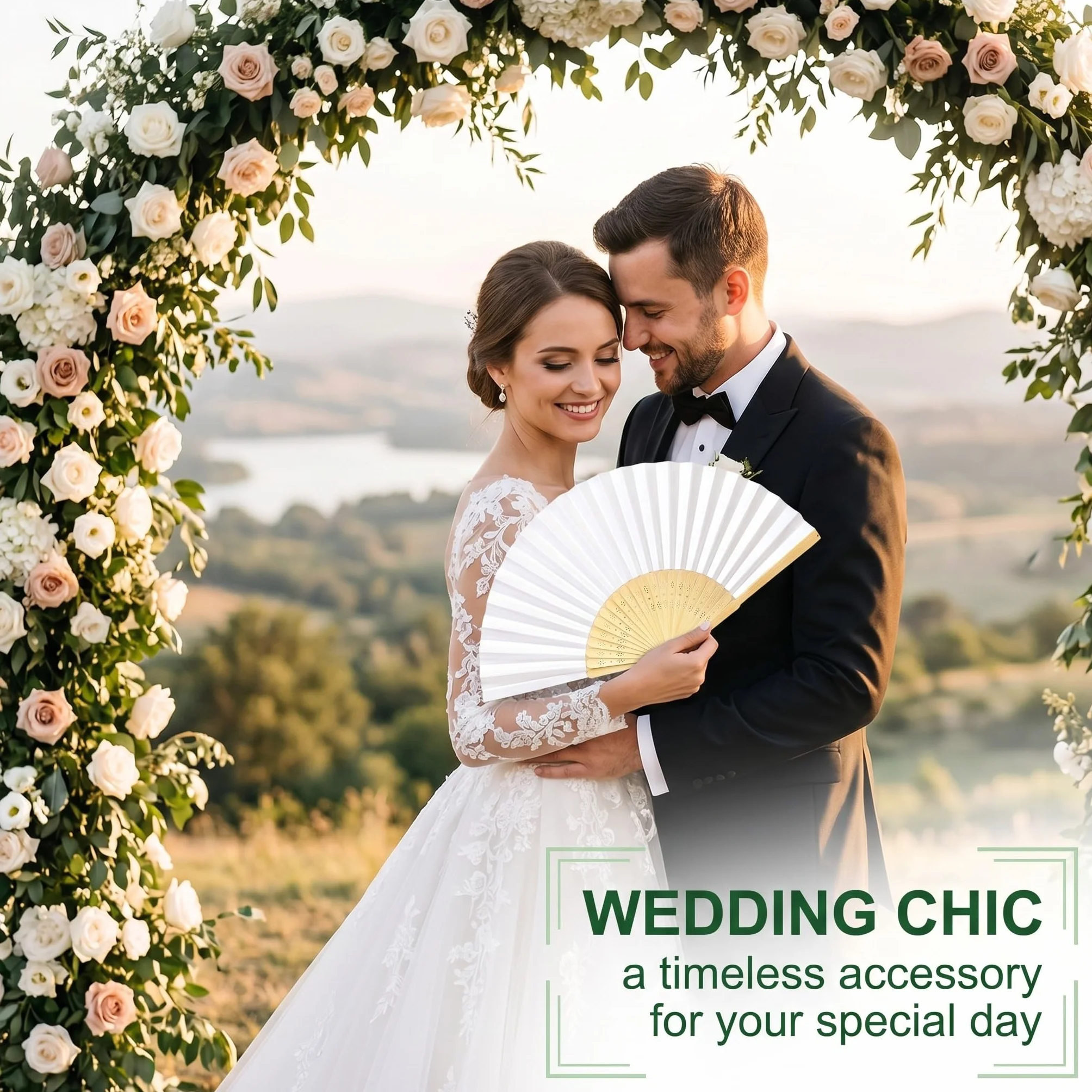 Abanicos Blancos de Madera Plegables con Borlas, 2 Piezas perfectos para Bodas, Fiestas, Decoración, Regalos y para Pintar en Verano.