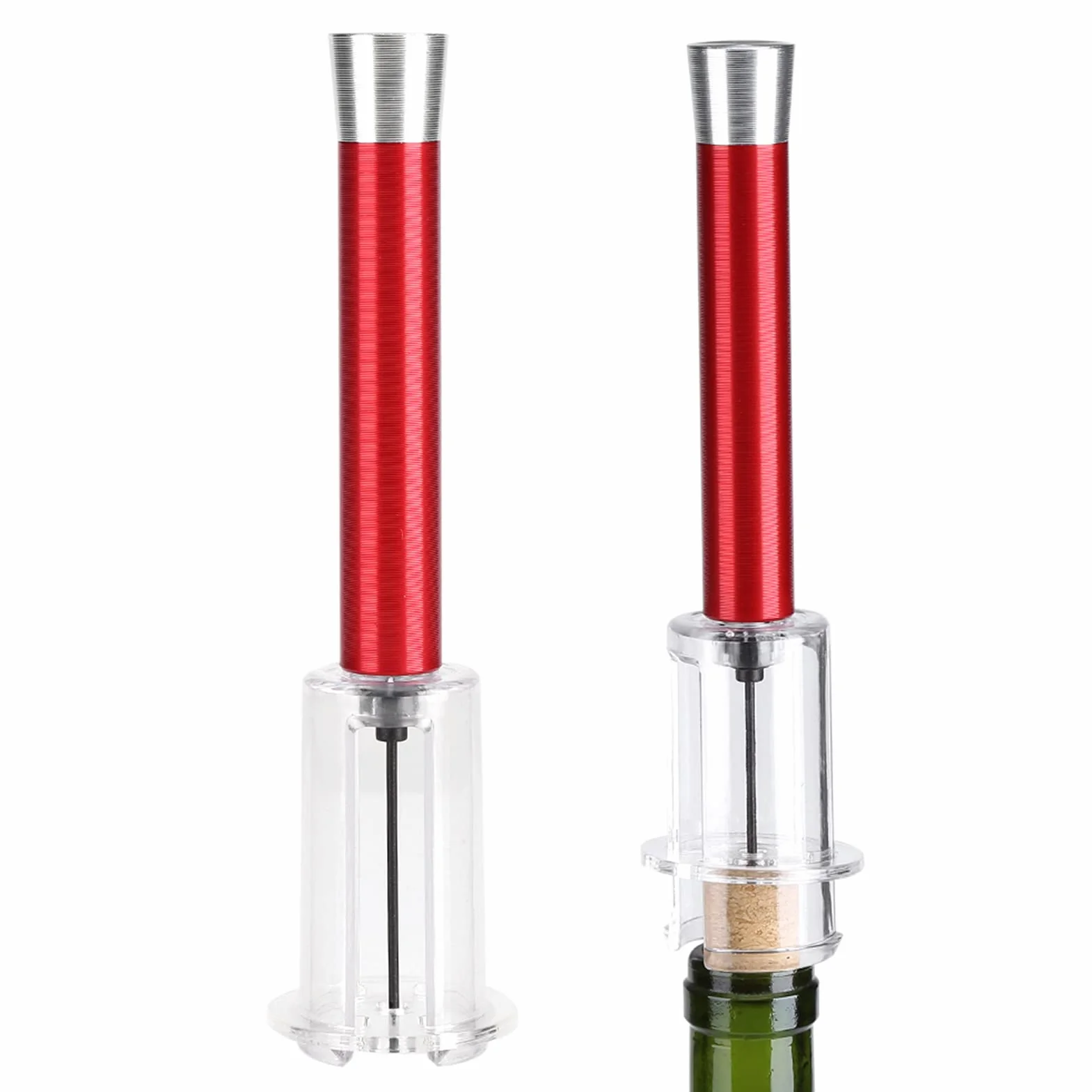 Sacacorchos Neumático, Bomba de Aire Fácil Presión Abridor de Botellas de Vino Tinto Removedor de Corcho Herramientas de Sacacorchos (rojo)