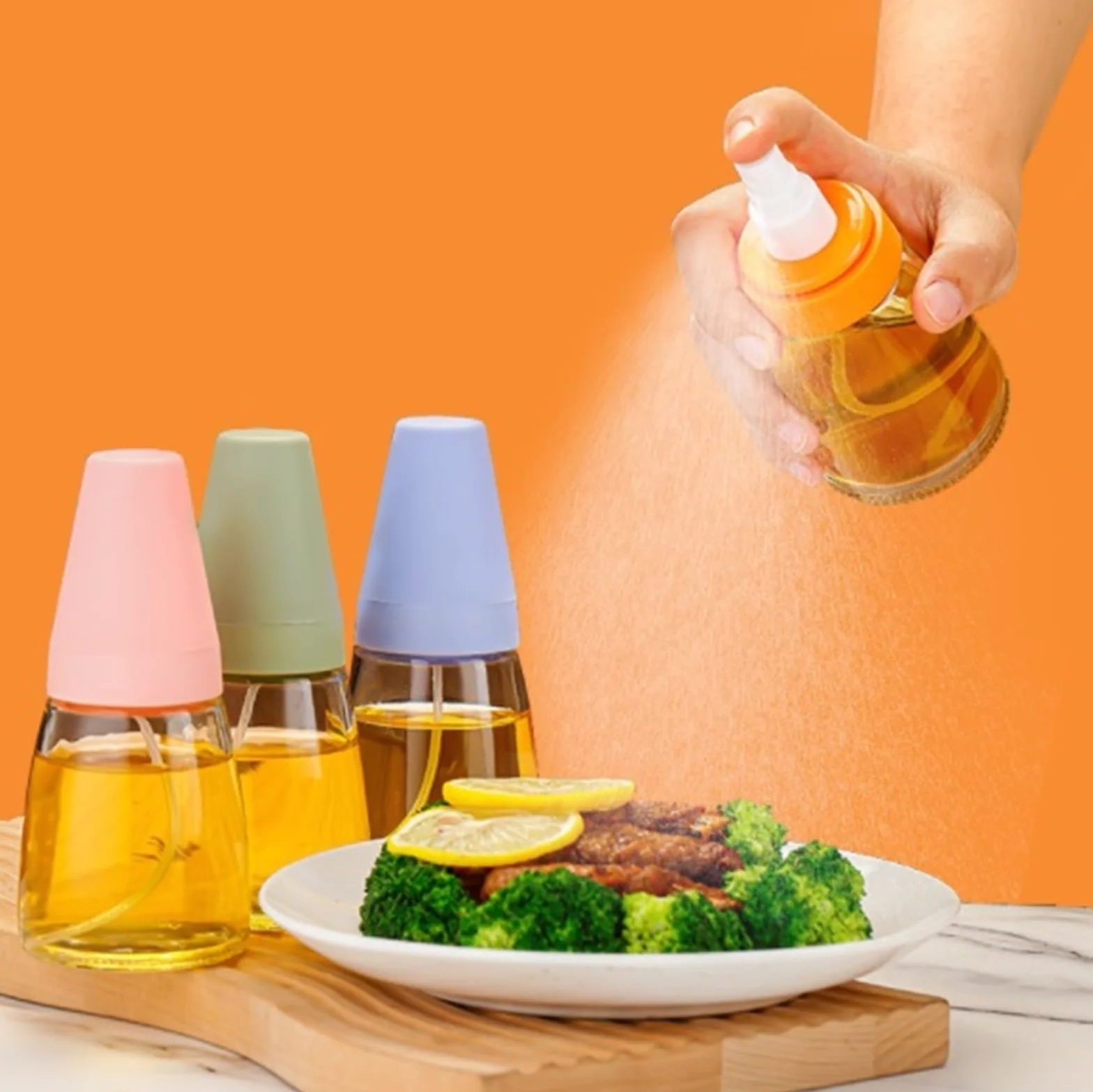 Dispensador de Aceite y Vinagre Rociador De Aceite Vidrio Con Tapa, Apto For Ensaladas, Asados ​​y Horneados Jarra de Aceite(Pink)