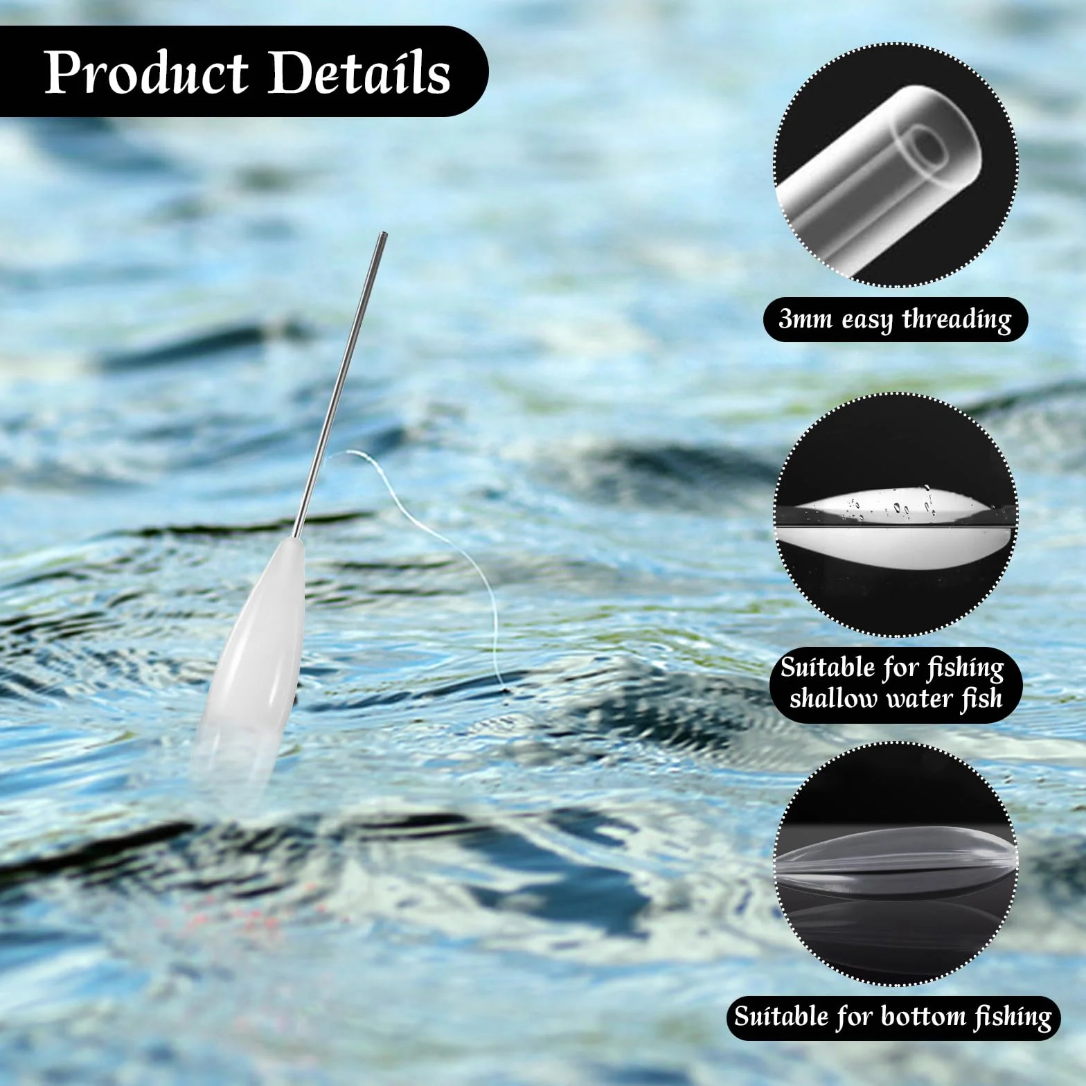 Sbirolino Set 25 Piezas Bobber de Fundición de Pesca con Triples Giratorios Float Stop
