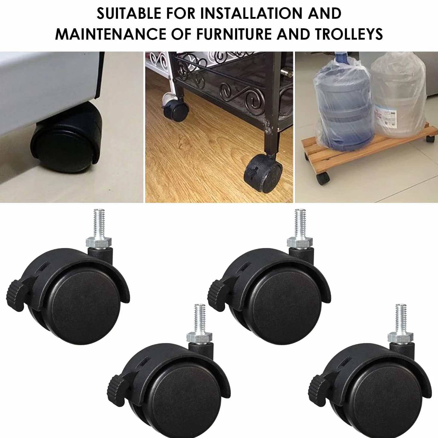 Ruedas Para Muebles Con Freno Giratorias Trabajo Pesado 4 Piezas 1 Llave 1 Destornillador