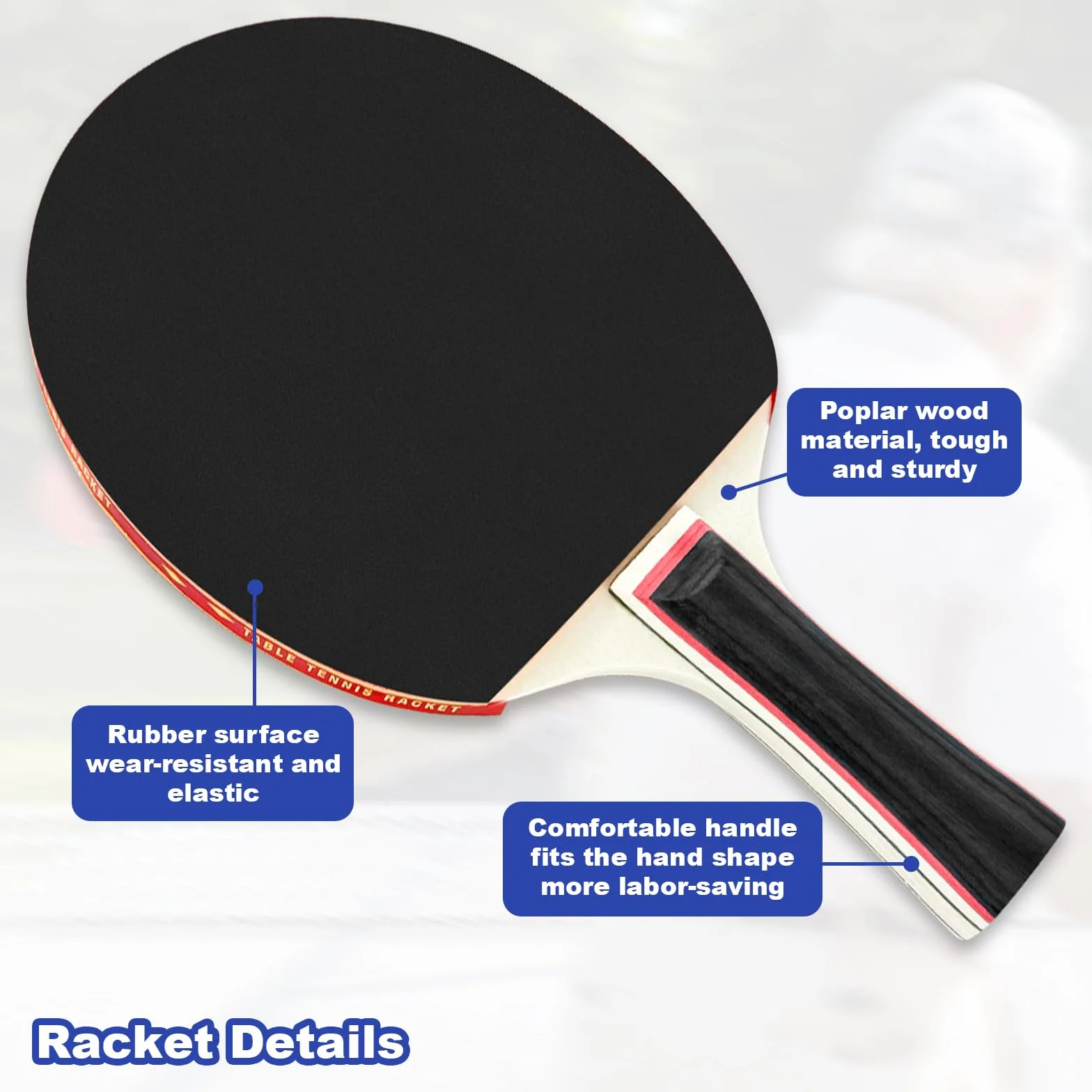 Set de Ping Pong Portátil con 4 Raquetas y 8 Pelotas, Juego de Raquetas de Tenis de Mesa de 2 Piezas
