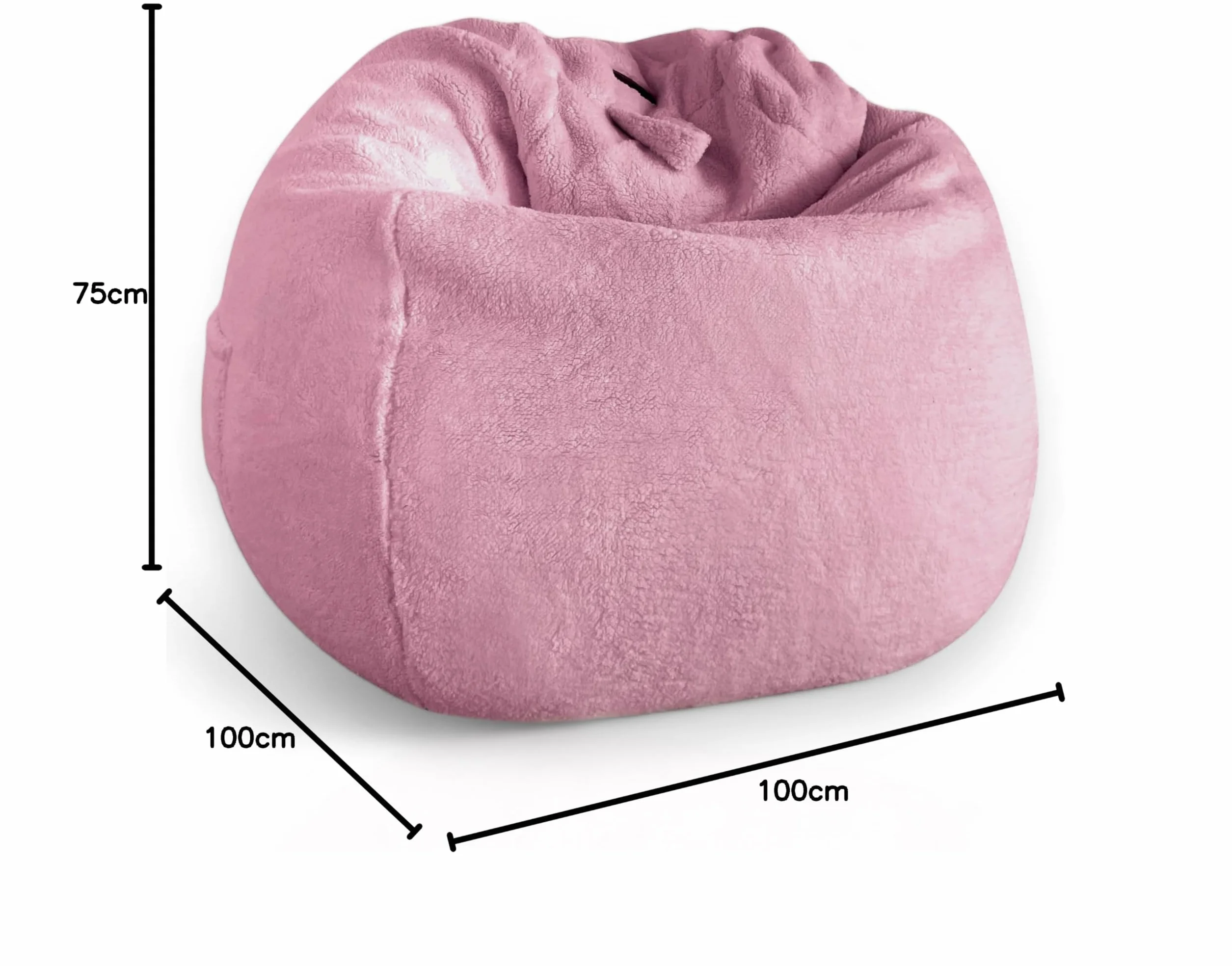 Aiire Puff Salon Moderno XXL - Puf con Relleno Incluido para Decoracion Habitacion Juvenil - Bean Bag Chair Infantil Gigante - Puffs Infantiles Grandes - Borreguito Rosado [100x75]