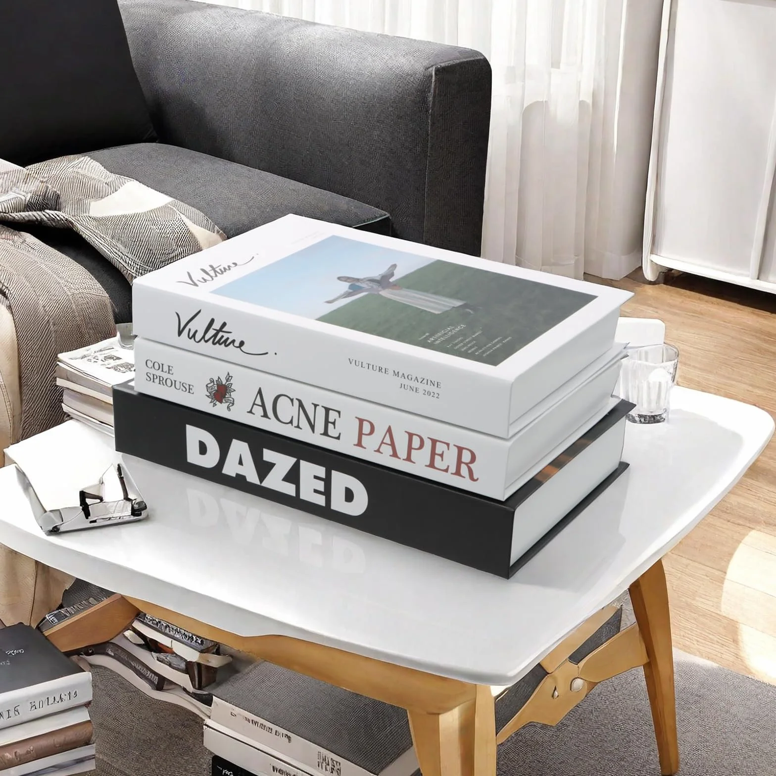 3 Piezas Libros Falsos Decorativos, Libros de Decoración Apilado, Libros de Exhibición Falsos, Libros Falsos de Moda para Decoración Hogareña, Libros de Imitación Modernos, Sin Páginas