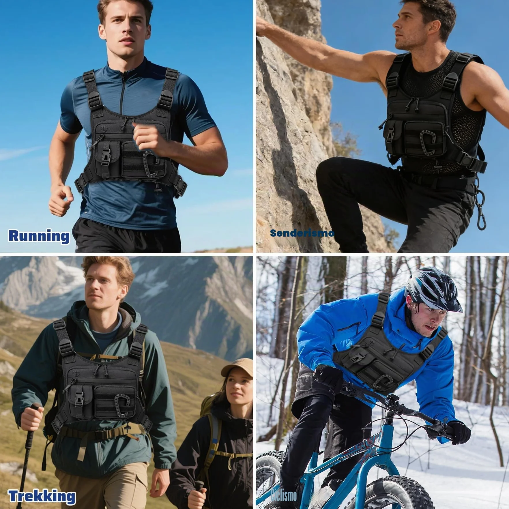 GAESHOW Bolso táctico impermeable ajustable para hombre mujer entrenamiento al aire libre ciclismo senderismo deportes negro