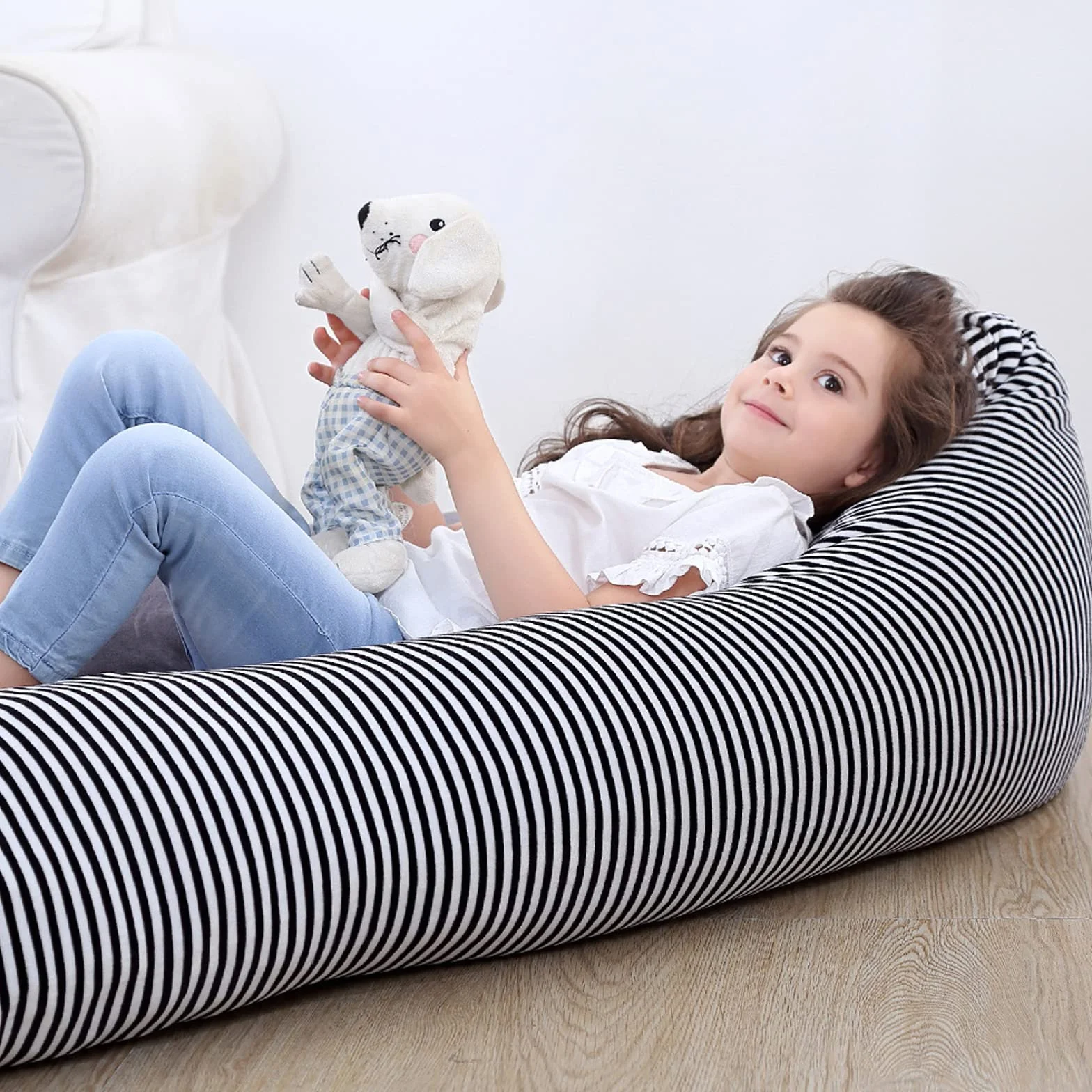 Bolsas de Frijoles de Almacenamiento de Juguetes de Peluche, Silla Plegable Suave, Cubierta de Asiento de sofá para niños, niños de Gran Capacidad Gris