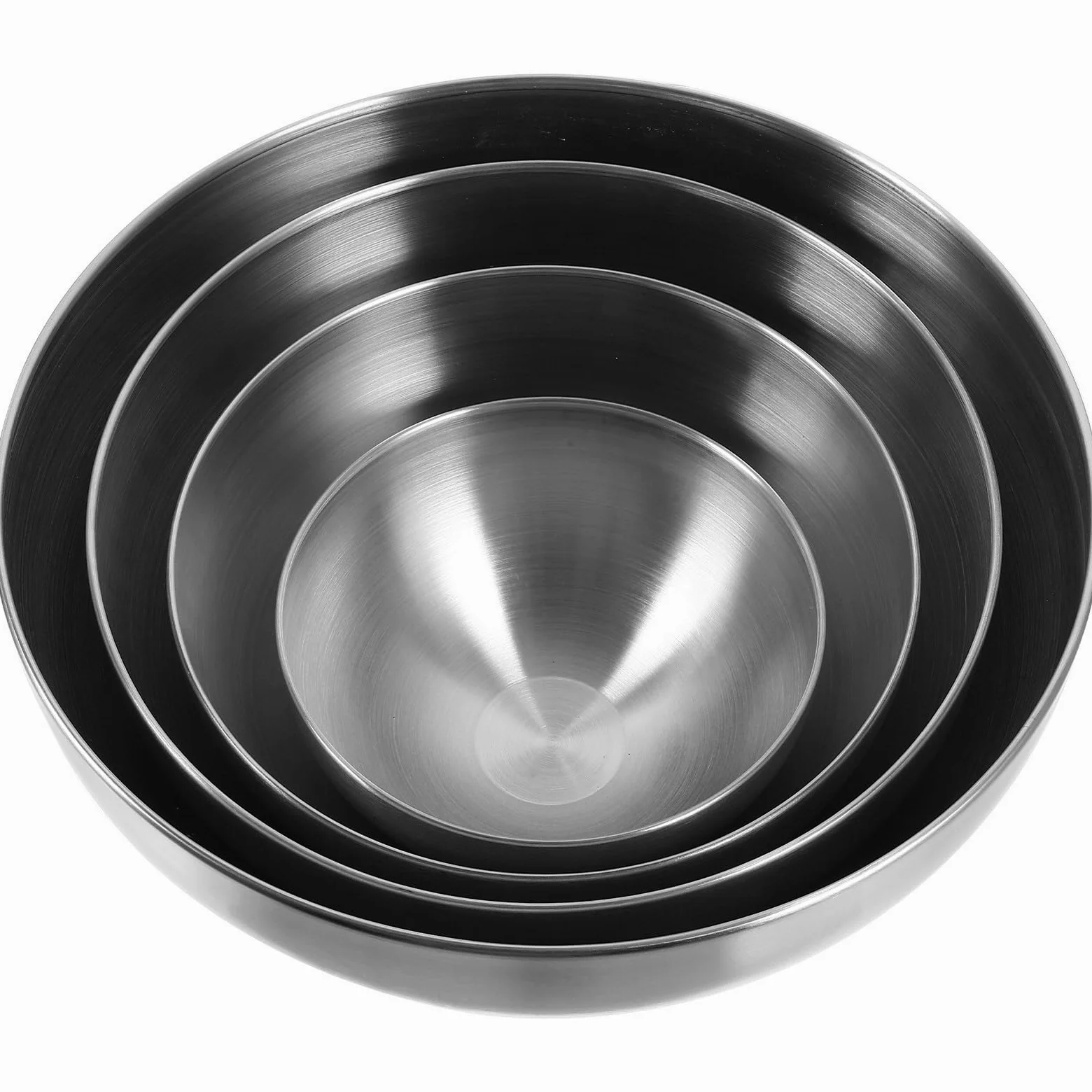 Juego de 4 Tazones de Acero Inoxidable para Mezclar y Servir, Cuencos Grandes Duraderos y Prácticos para Postres y Snacks en Bares y Restaurantes