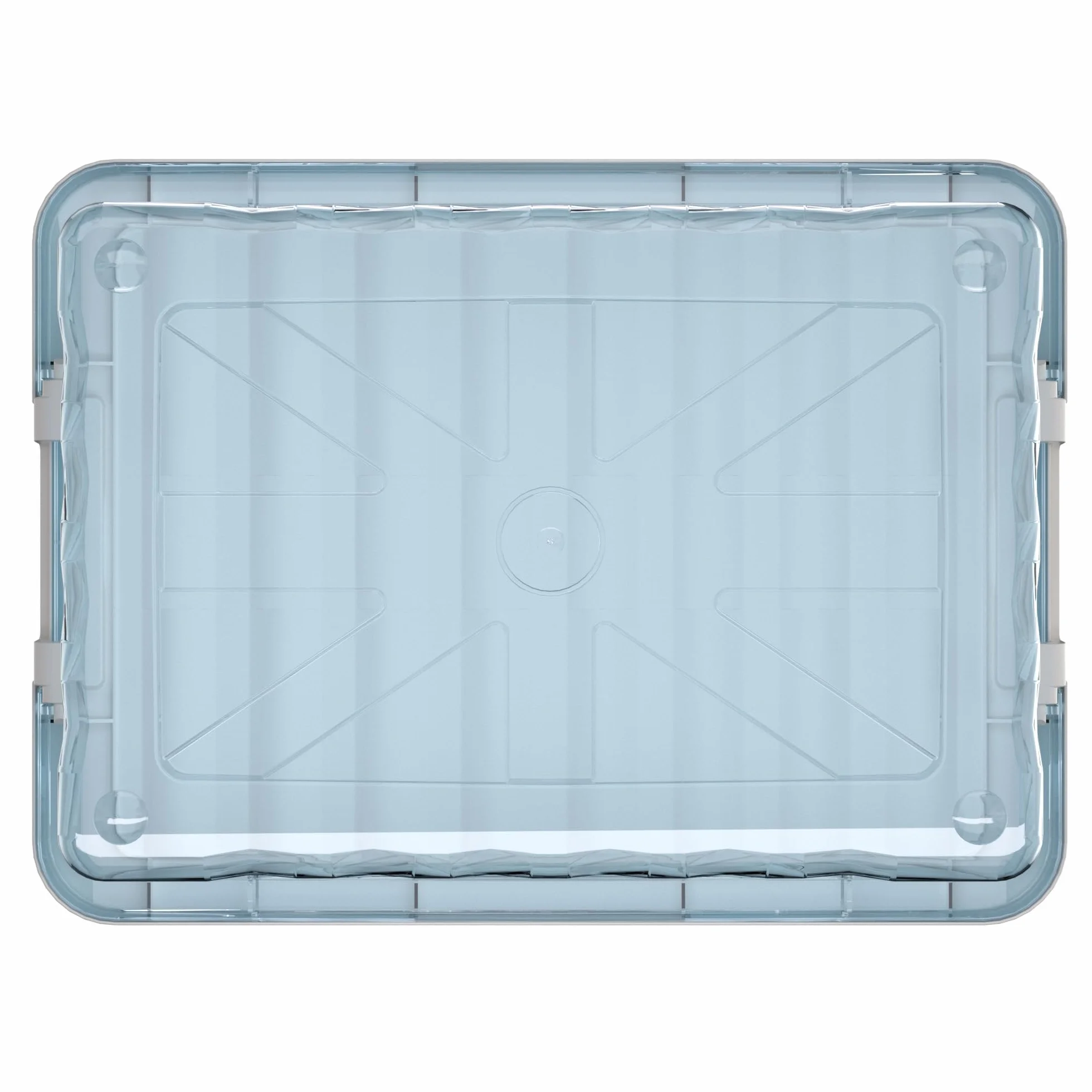 Cetomo 15L*3 Cajas de Almacenamiento con Tapas, Contenedores de Plástico con Broches de Enganche, Clip On, Apilables, Encajables, Organizador Rayado para Ropa Juguetes Armario, Azul Claro, 15L-3 Pack